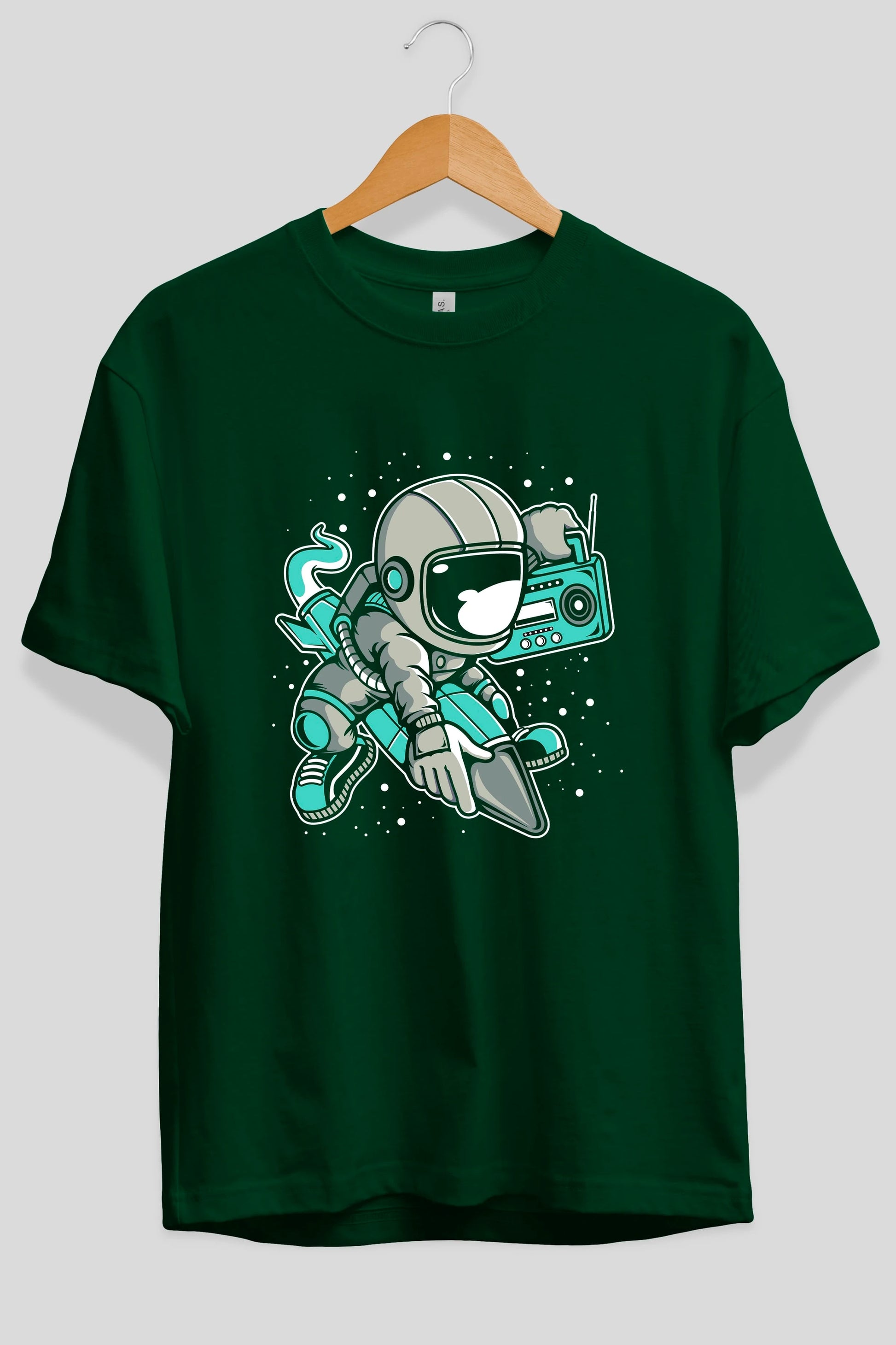 Astronaut Rocket (2) Ön Baskılı Oversize t-shirt Erkek Kadın Unisex