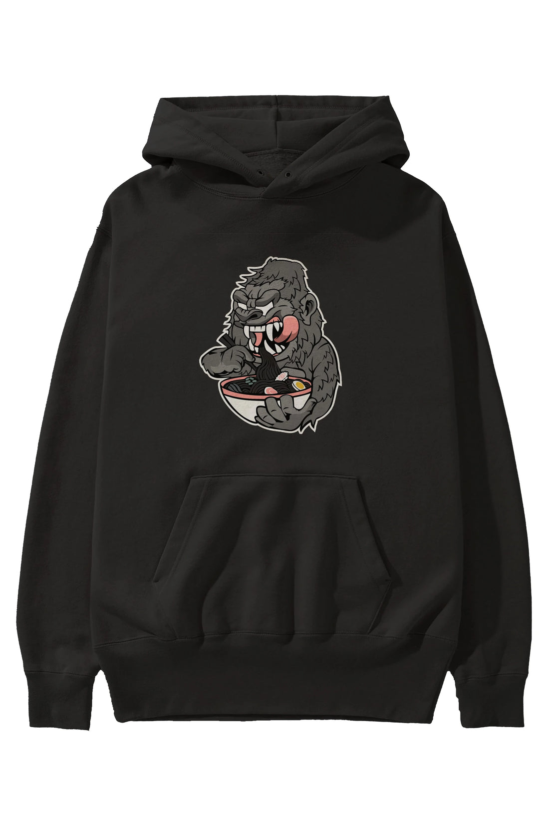 Big Gorilla Ramen Ön Baskılı Hoodie Oversize Kapüşonlu Sweatshirt Erkek Kadın Unisex