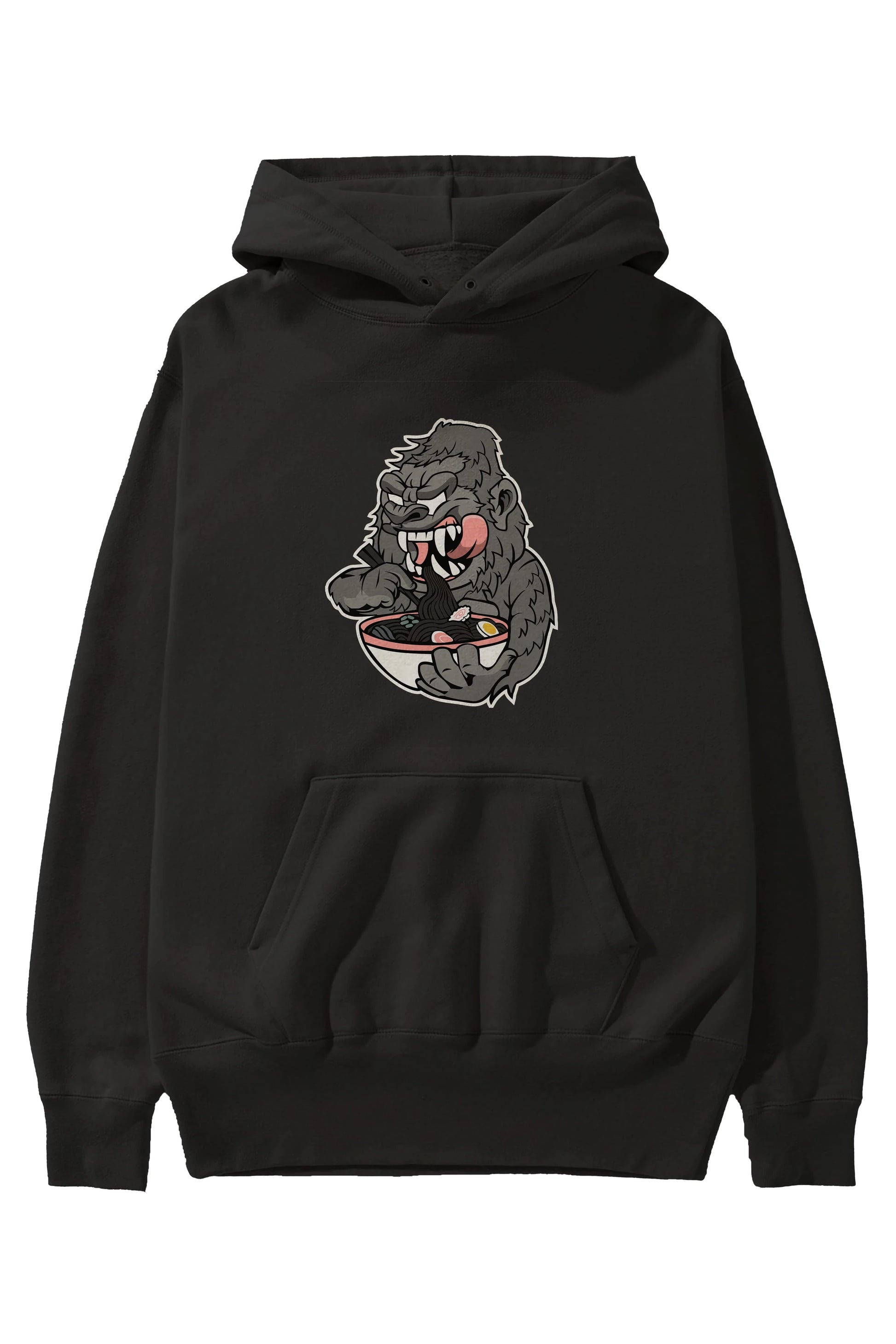 Big Gorilla Ramen Ön Baskılı Hoodie Oversize Kapüşonlu Sweatshirt Erkek Kadın Unisex