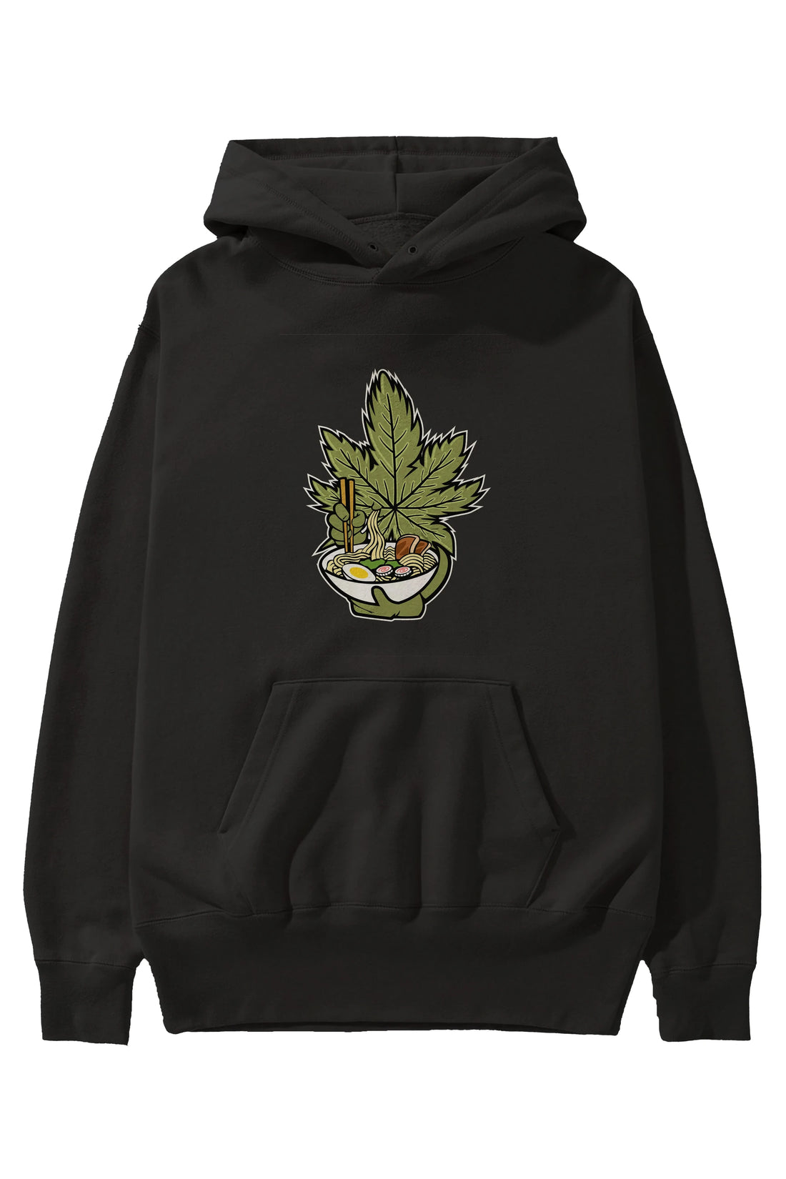 Weed Ramen Ön Baskılı Hoodie Oversize Kapüşonlu Sweatshirt Erkek Kadın Unisex