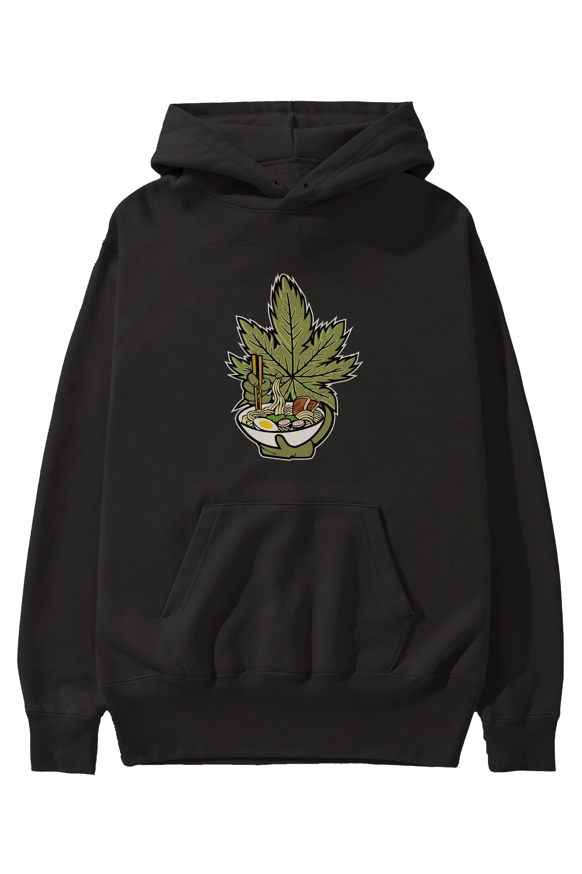 Weed Ramen Ön Baskılı Hoodie Oversize Kapüşonlu Sweatshirt Erkek Kadın Unisex