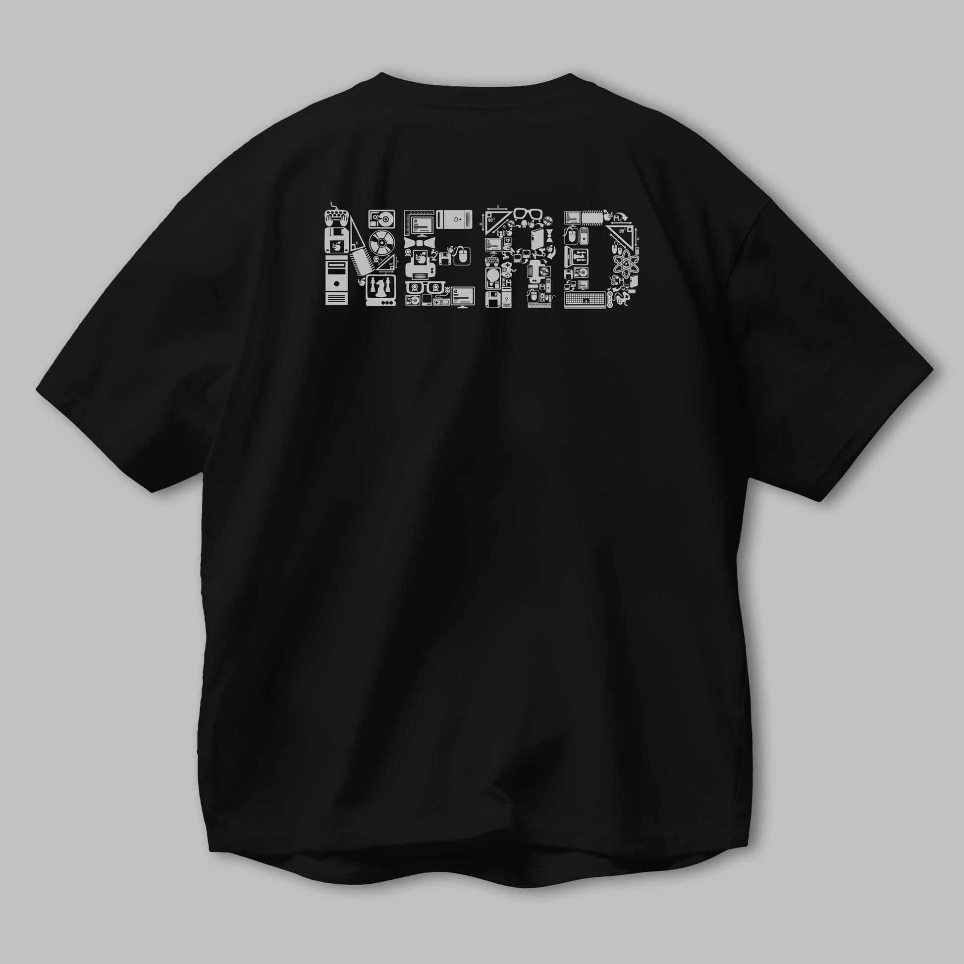 NERD Arka Baskılı Oversize t-shirt %100 pamuk Erkek Kadın Unisex
