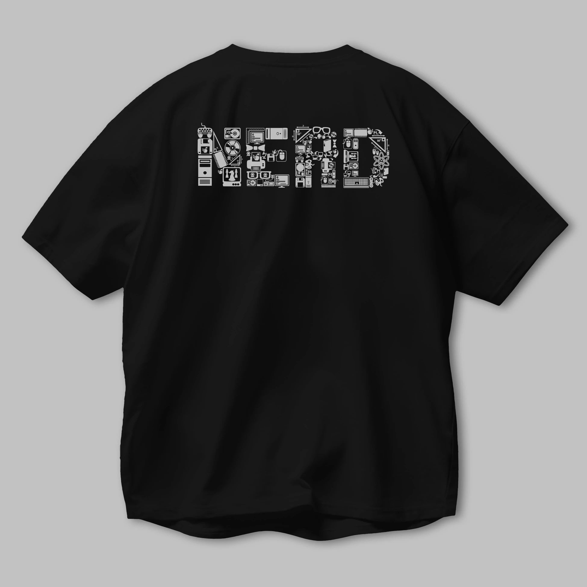 NERD Arka Baskılı Oversize t-shirt %100 pamuk Erkek Kadın Unisex