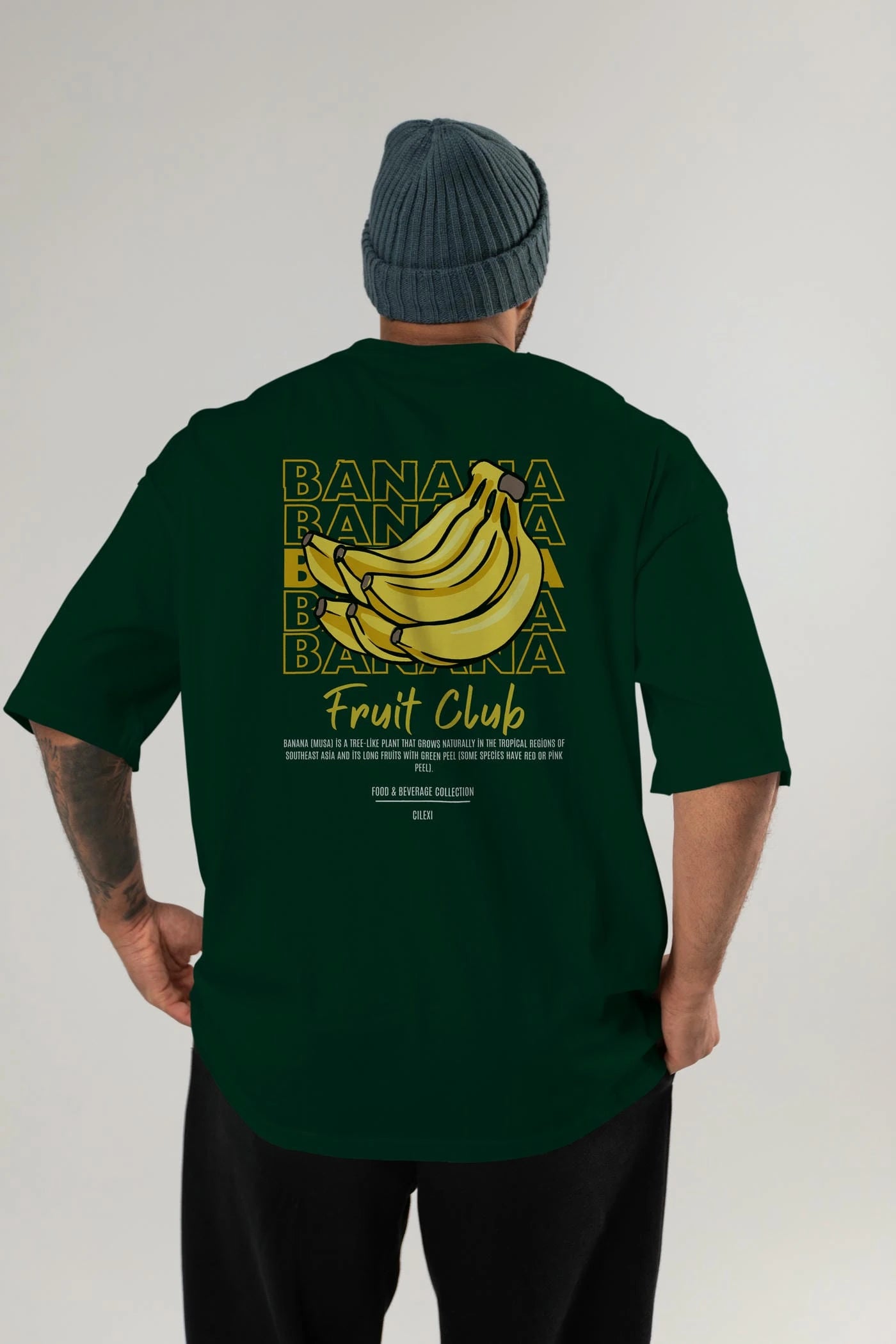 Banana Arka Baskılı Oversize t-shirt Erkek Kadın Pamuk Bisiklet Yaka tişort