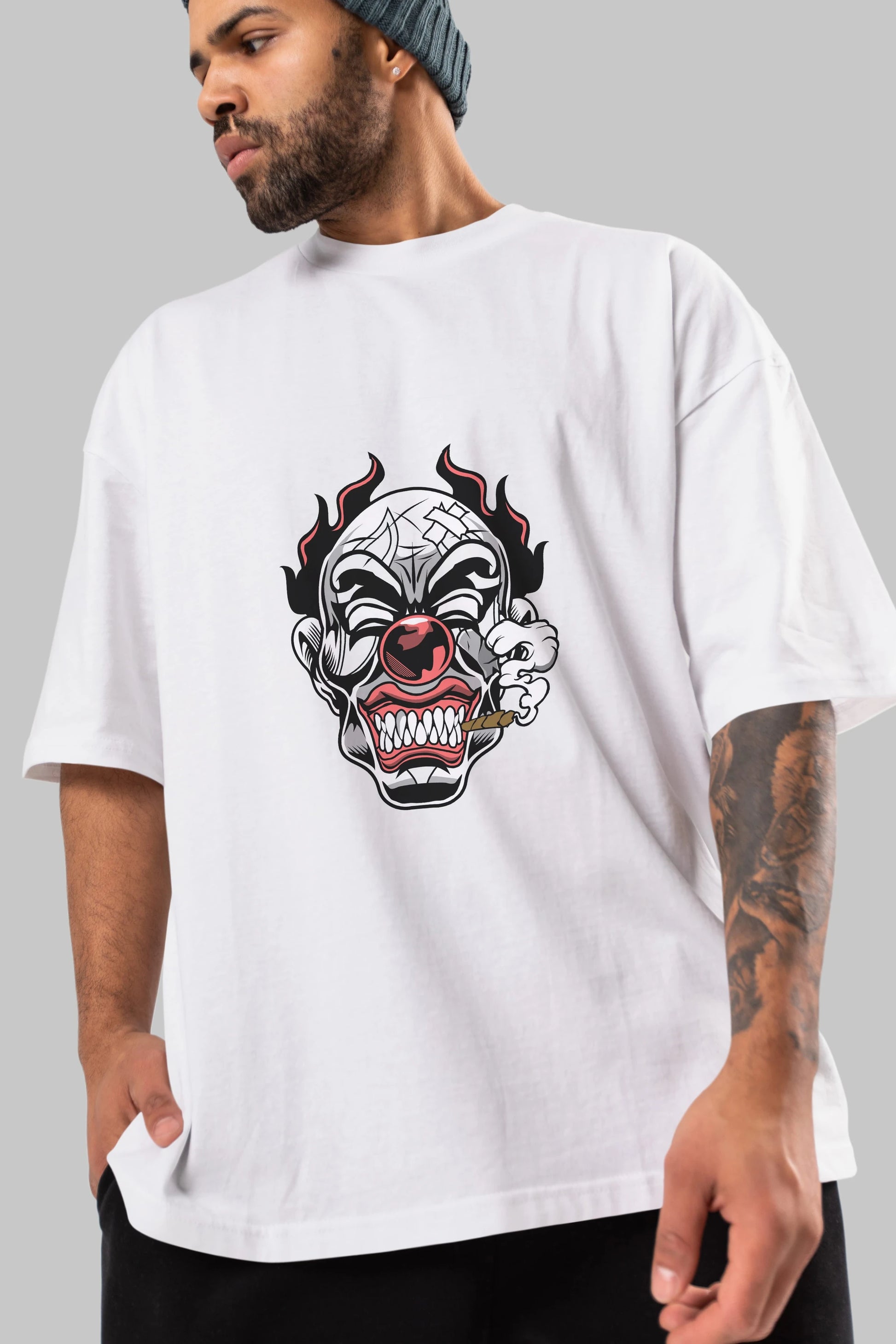 Clown Horror Ön Baskılı Oversize t-shirt Erkek Kadın Unisex %100 Pamuk tişort