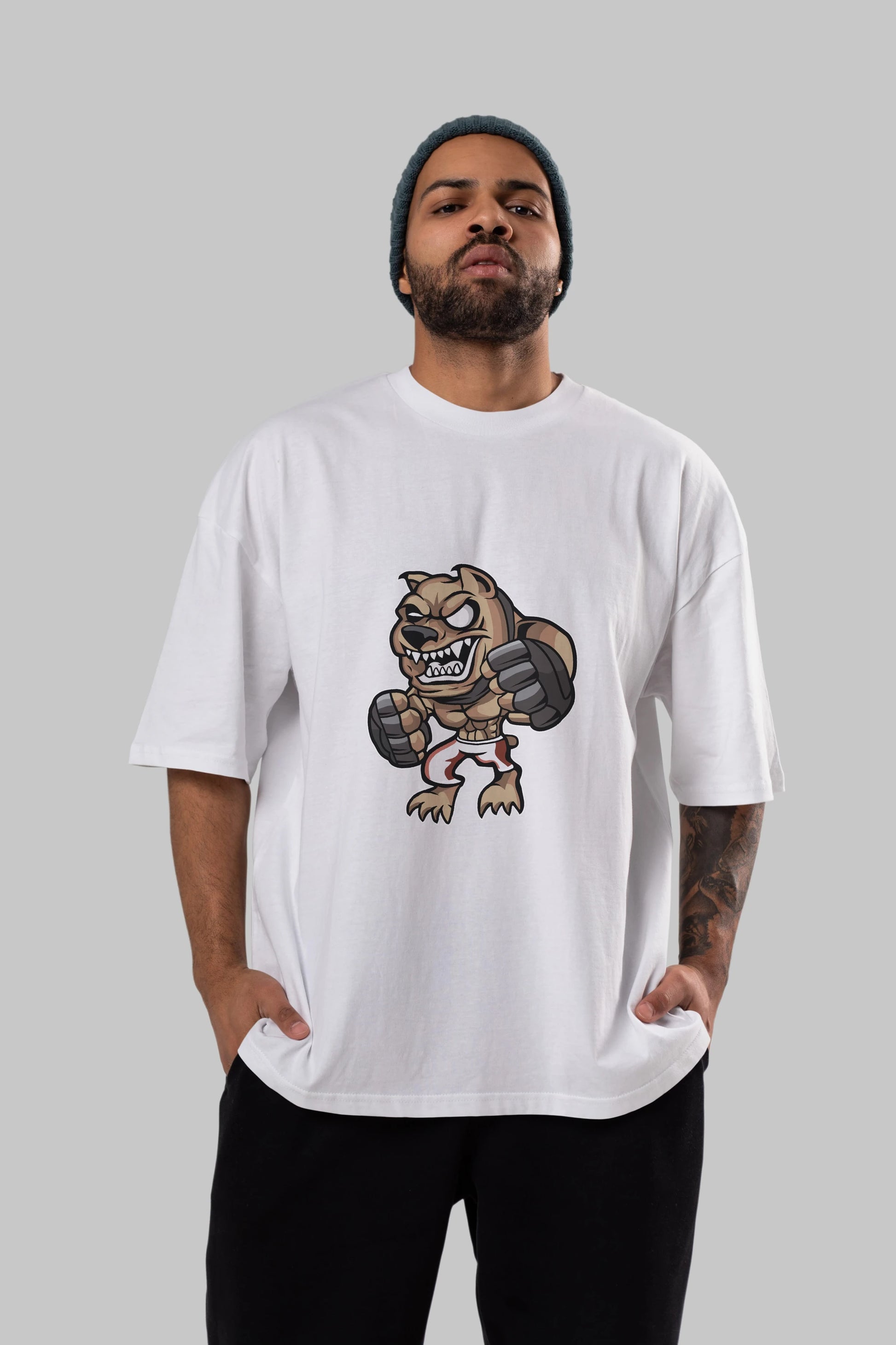 MMA Dog Ön Baskılı Oversize t-shirt Erkek Kadın Unisex %100 Pamuk tişort
