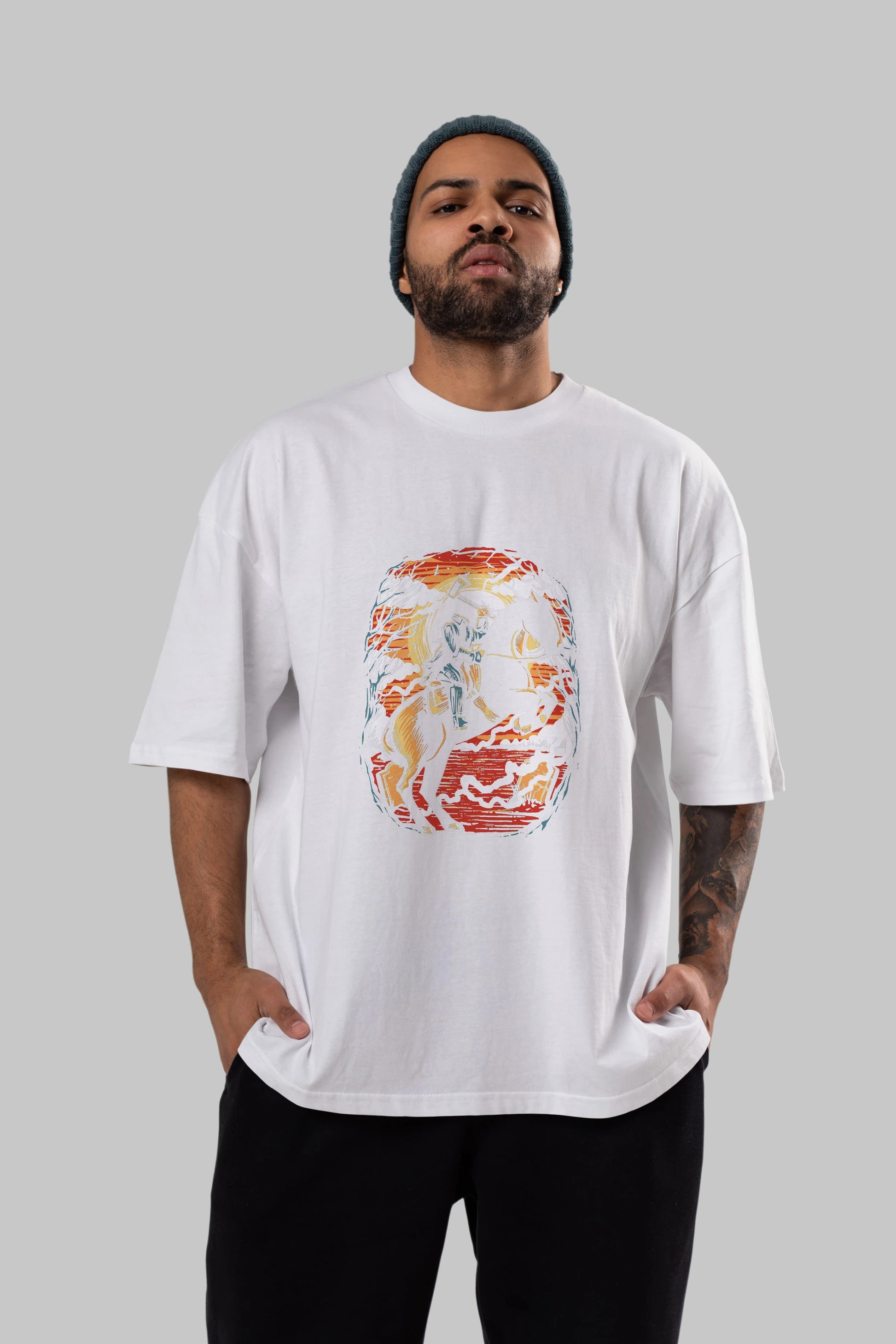 Headless Horseman Ön Baskılı Oversize t-shirt Erkek Kadın Unisex %100 Pamuk tişort