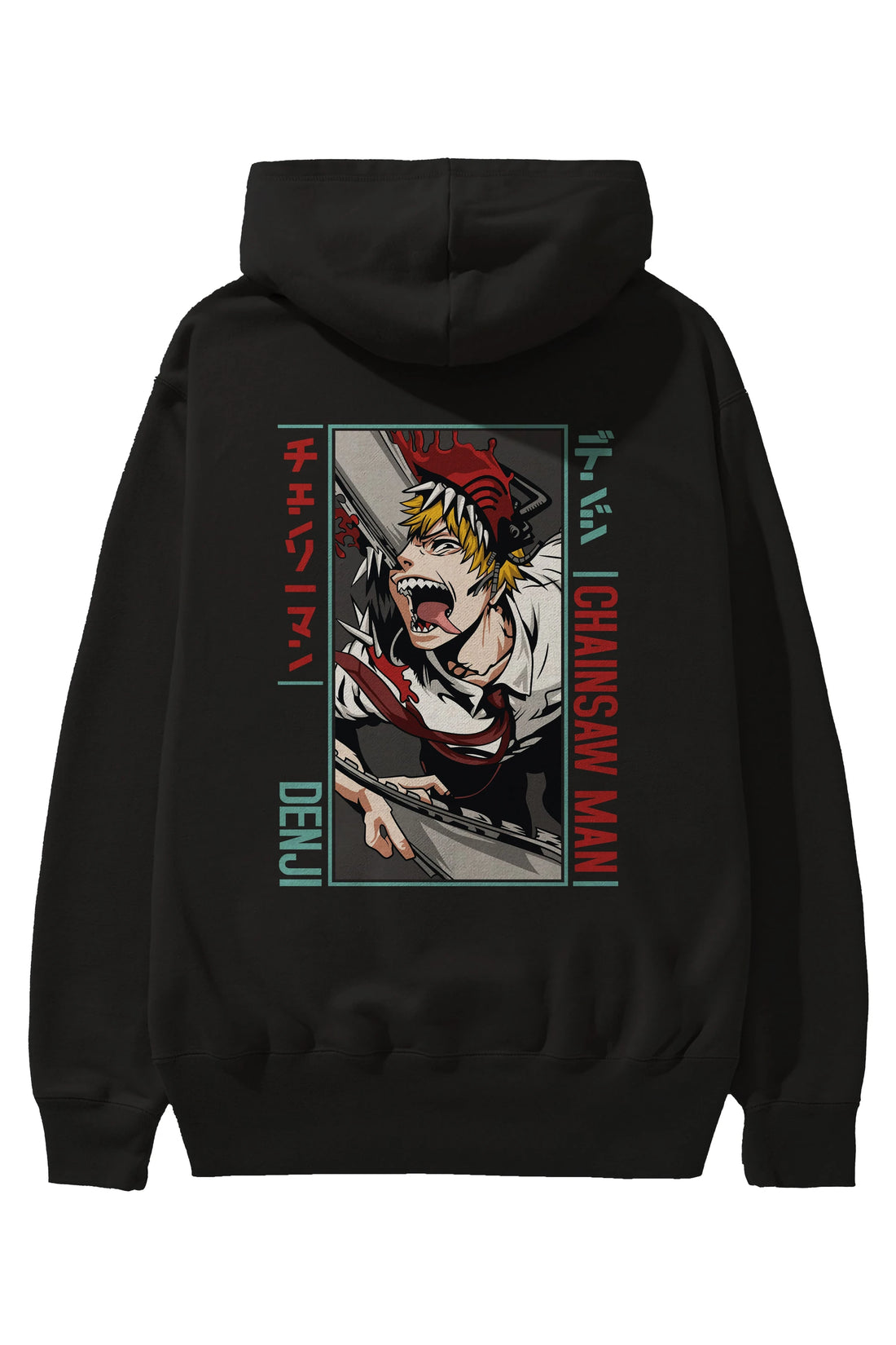 Denji Chainsaw Man Anime Arka Baskılı Hoodie Oversize Kapüşonlu Sweatshirt Erkek Kadın Unisex