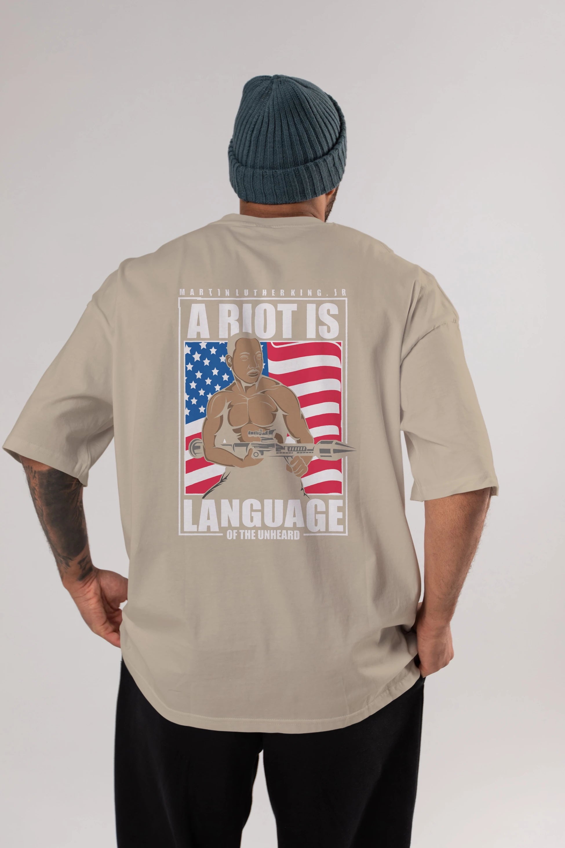 Luther King Jr Rambo Arka Baskılı Oversize t-shirt Erkek Kadın Unisex %100 Pamuk tişort
