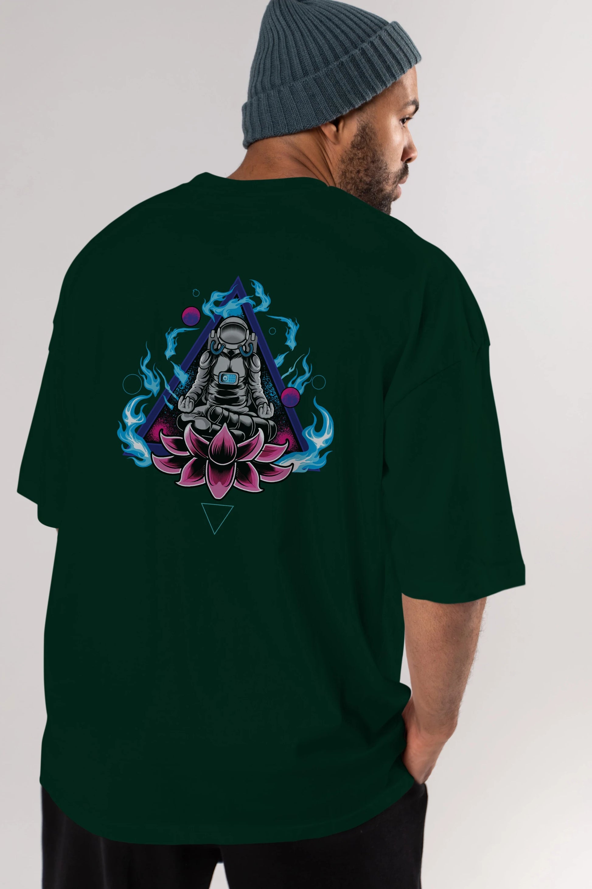 Astronaut Meditation (2) Arka Baskılı Oversize t-shirt Erkek Kadın Unisex