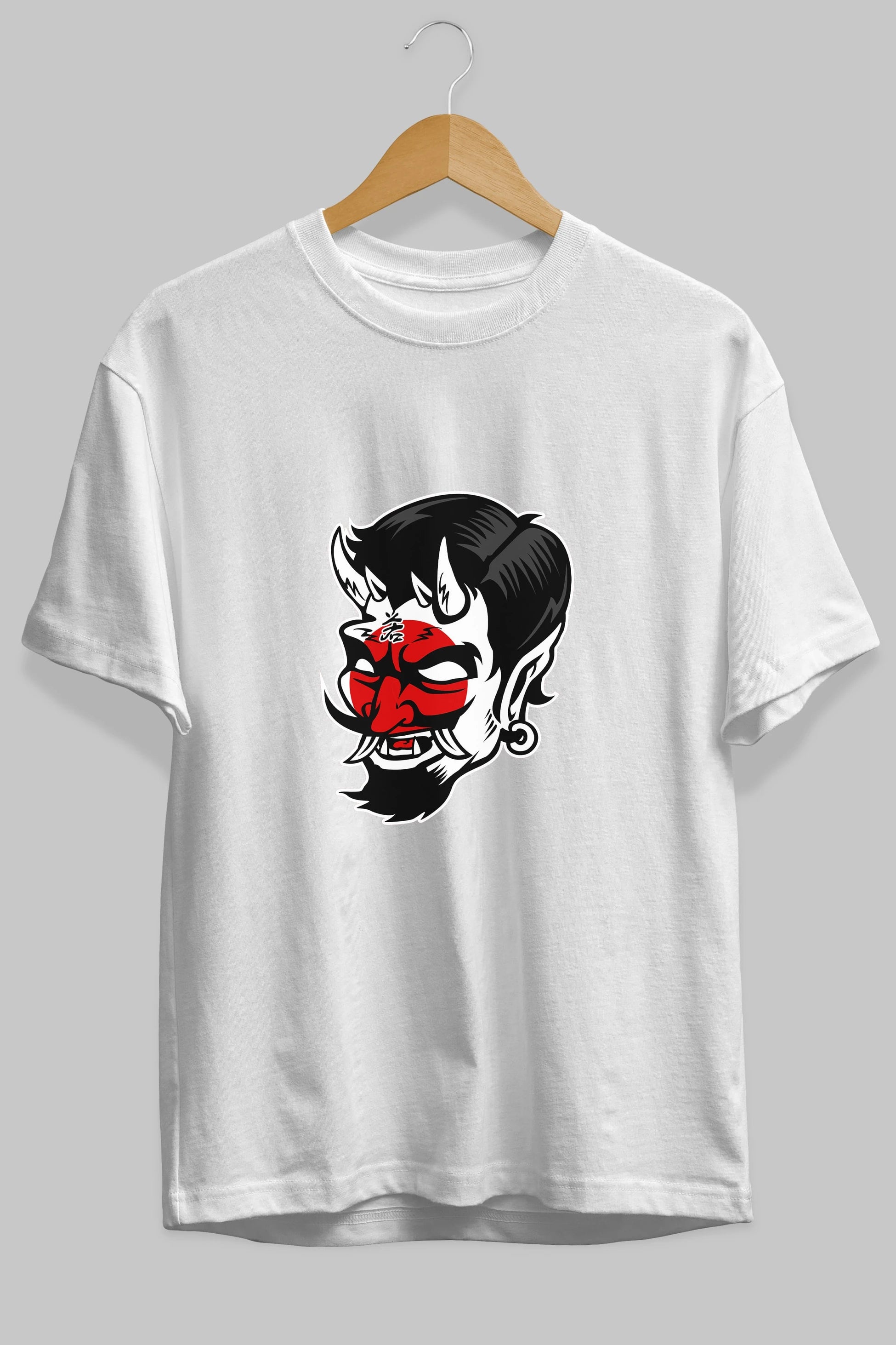 Japanese Devil Ön Baskılı Oversize t-shirt Erkek Kadın Unisex %100 Pamuk tişort
