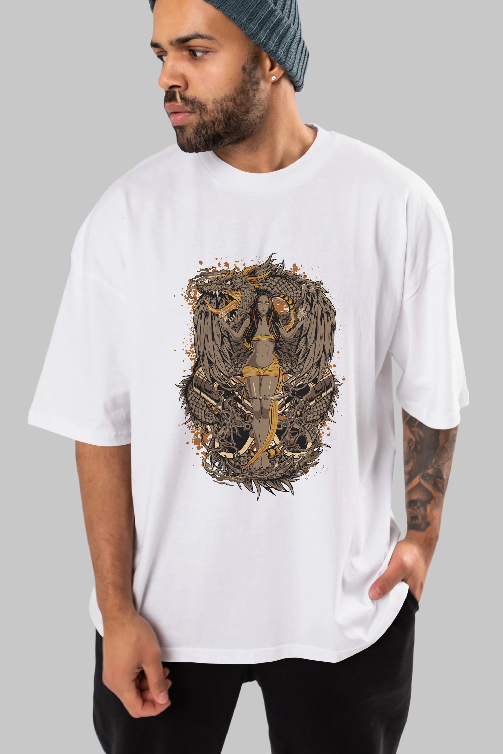 TRIBAL (3) Anime Ön Baskılı Oversize t-shirt %100 pamuk Erkek Kadın Unisex
