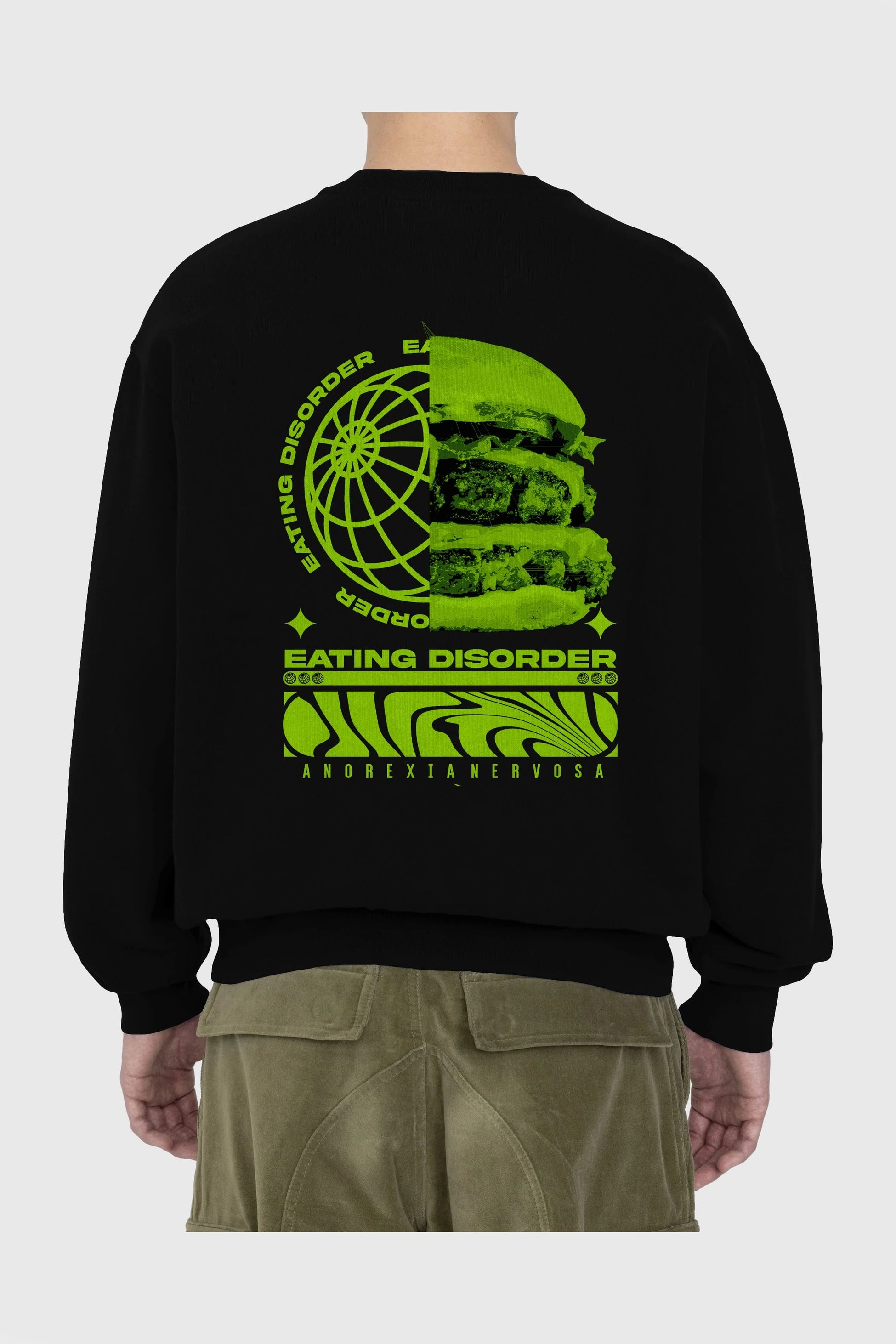 Eating Disorder Arka Baskılı Oversize Sweatshirt Erkek Kadın Unisex