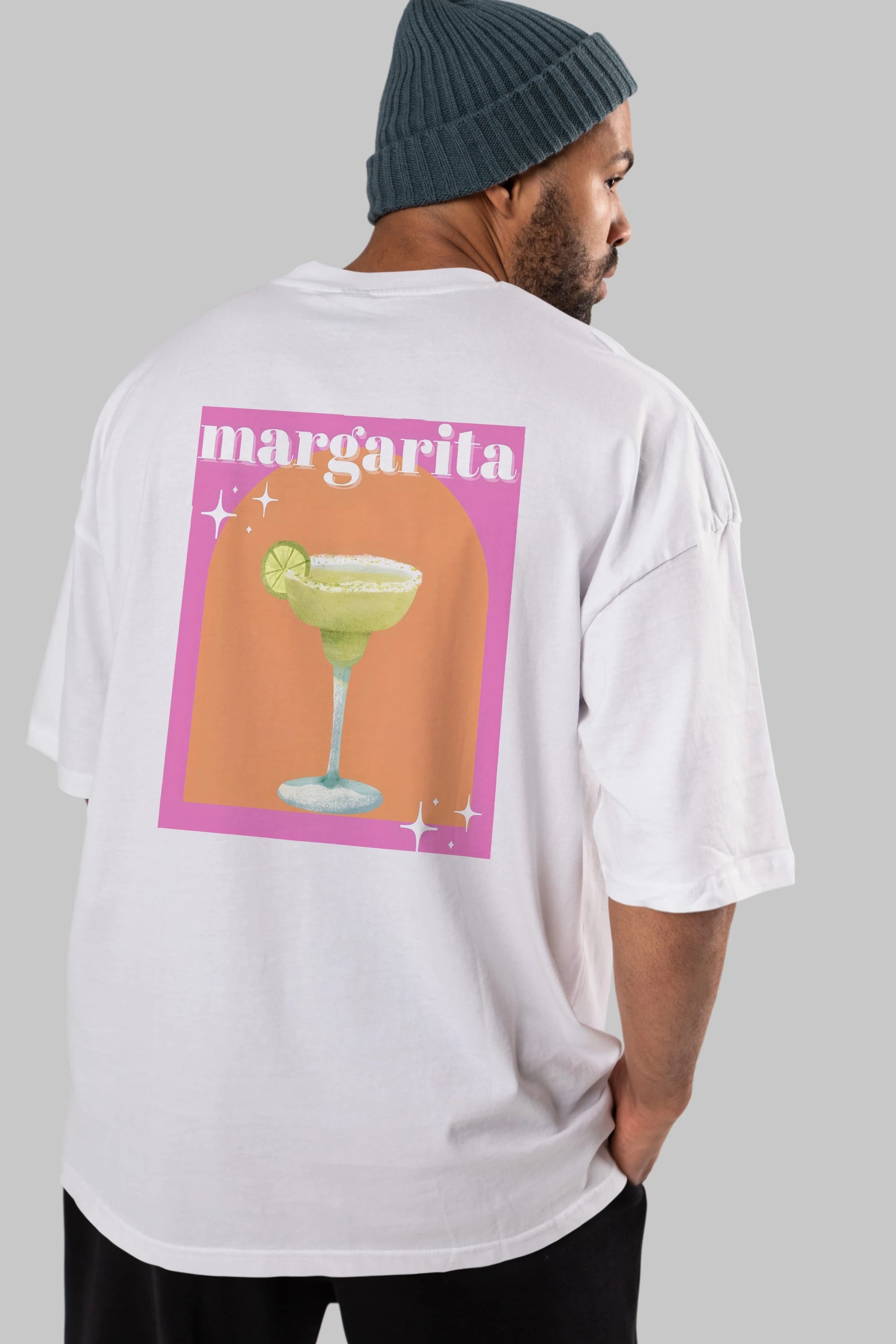 Margarita 7 Arka Baskılı Oversize t-shirt Erkek Kadın Unisex %100 Pamuk Bisiklet Yaka tişort