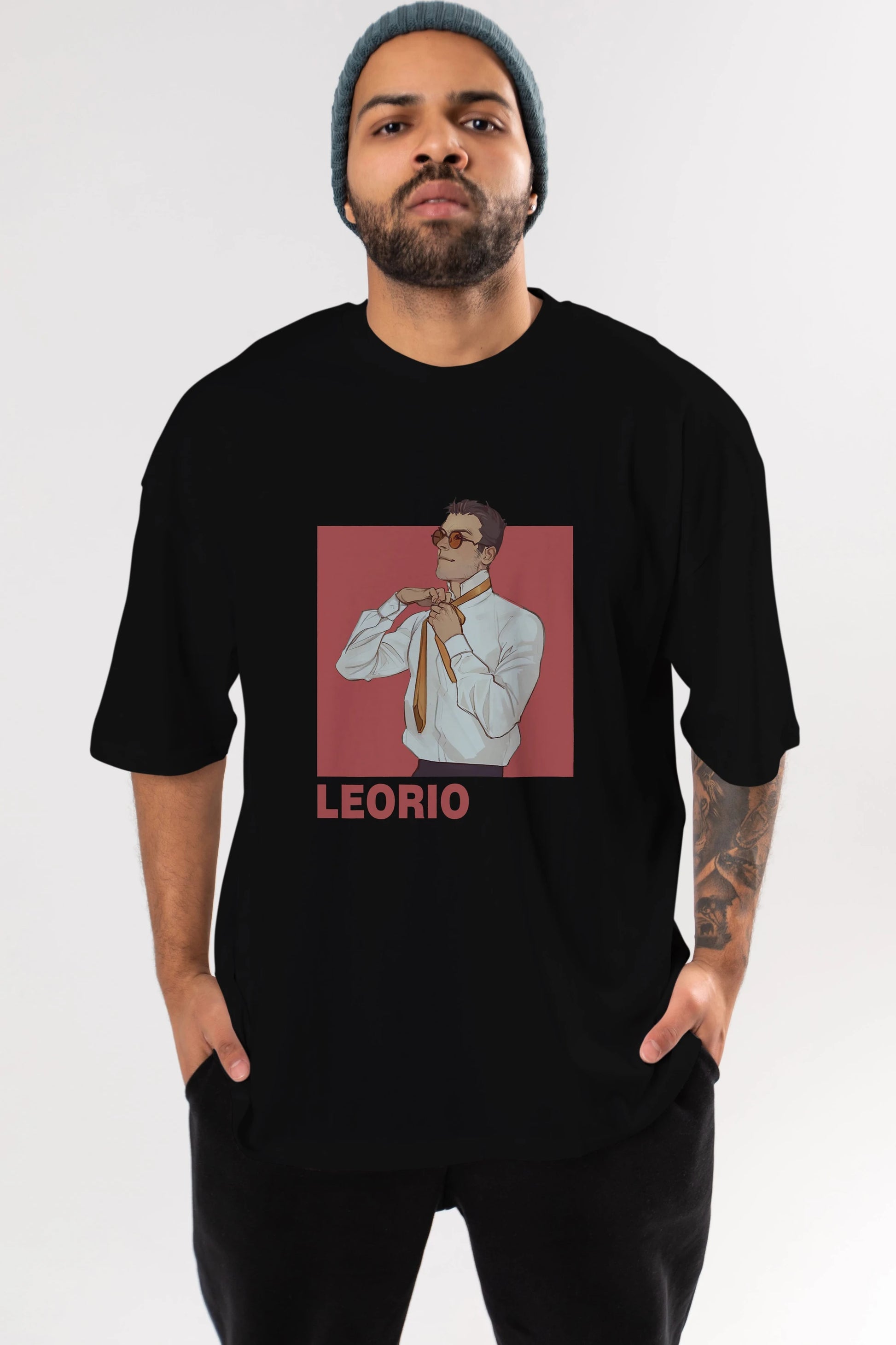 Leorio Paladiknight 5 Anime Ön Baskılı Oversize t-shirt %100 pamuk Erkek Kadın Unisex