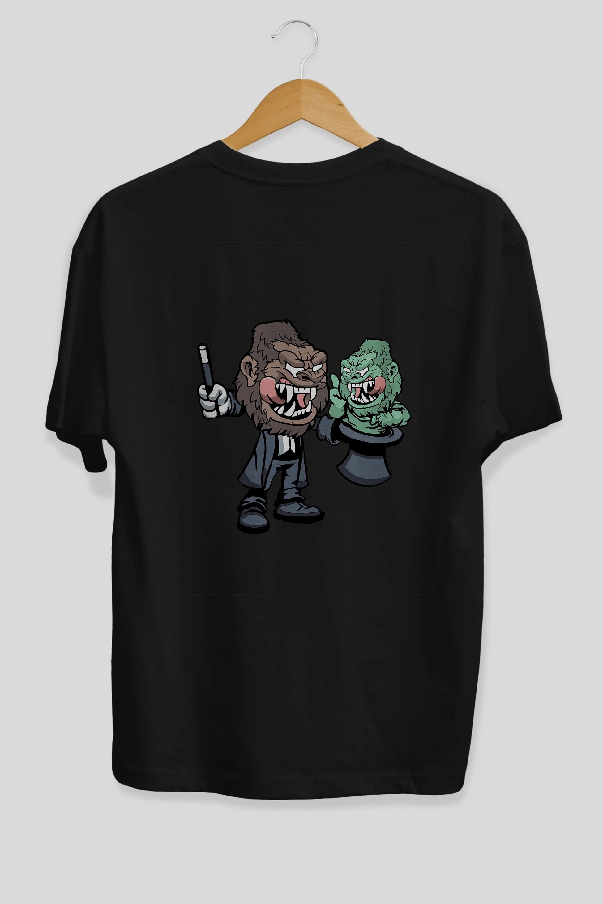 Gorilla Magician Arka Baskılı Oversize t-shirt Erkek Kadın Unisex %100 Pamuk tişort