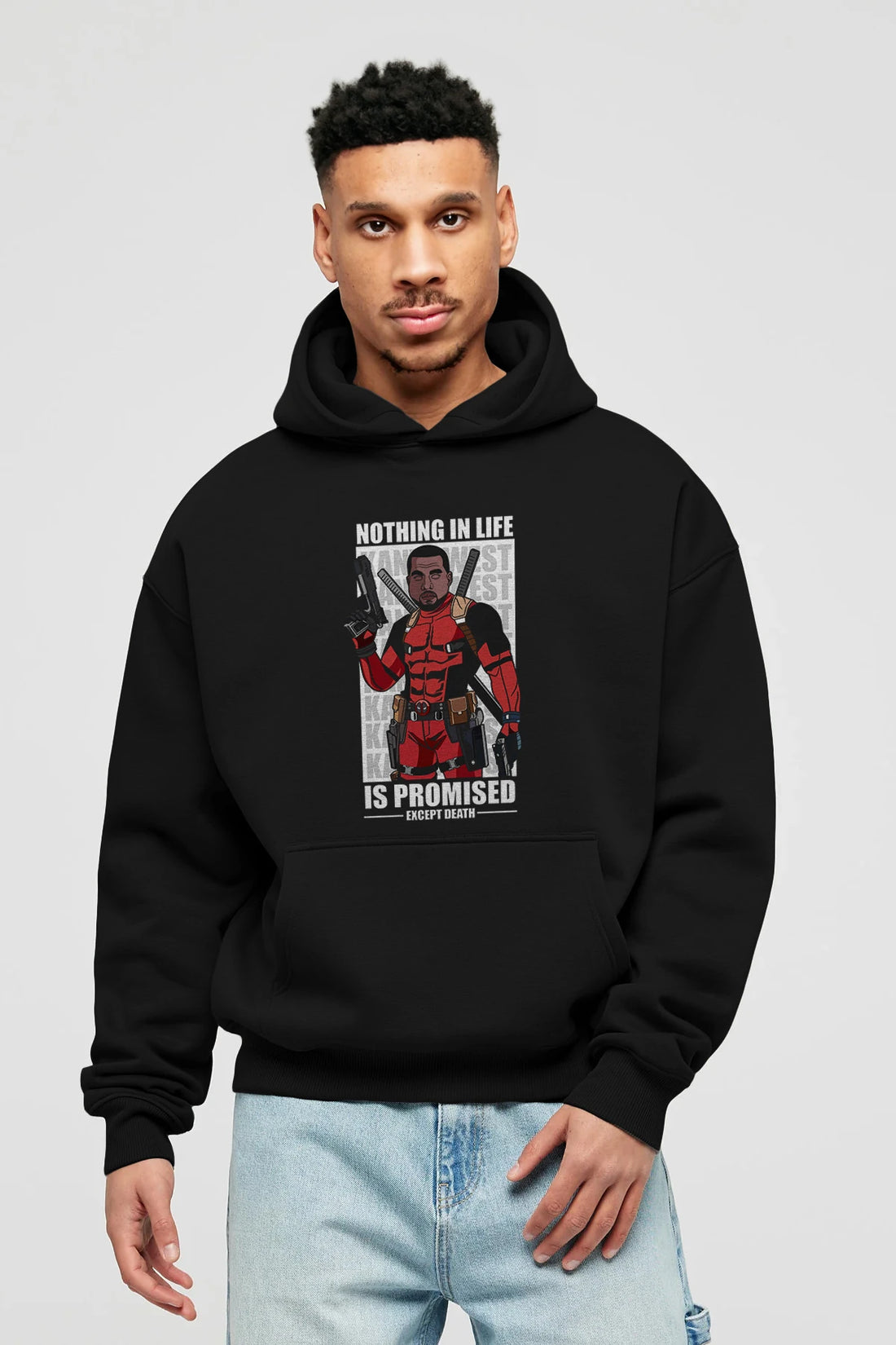 Kanye West Deadpool Ön Baskılı Hoodie Oversize Kapüşonlu Sweatshirt Erkek Kadın Unisex