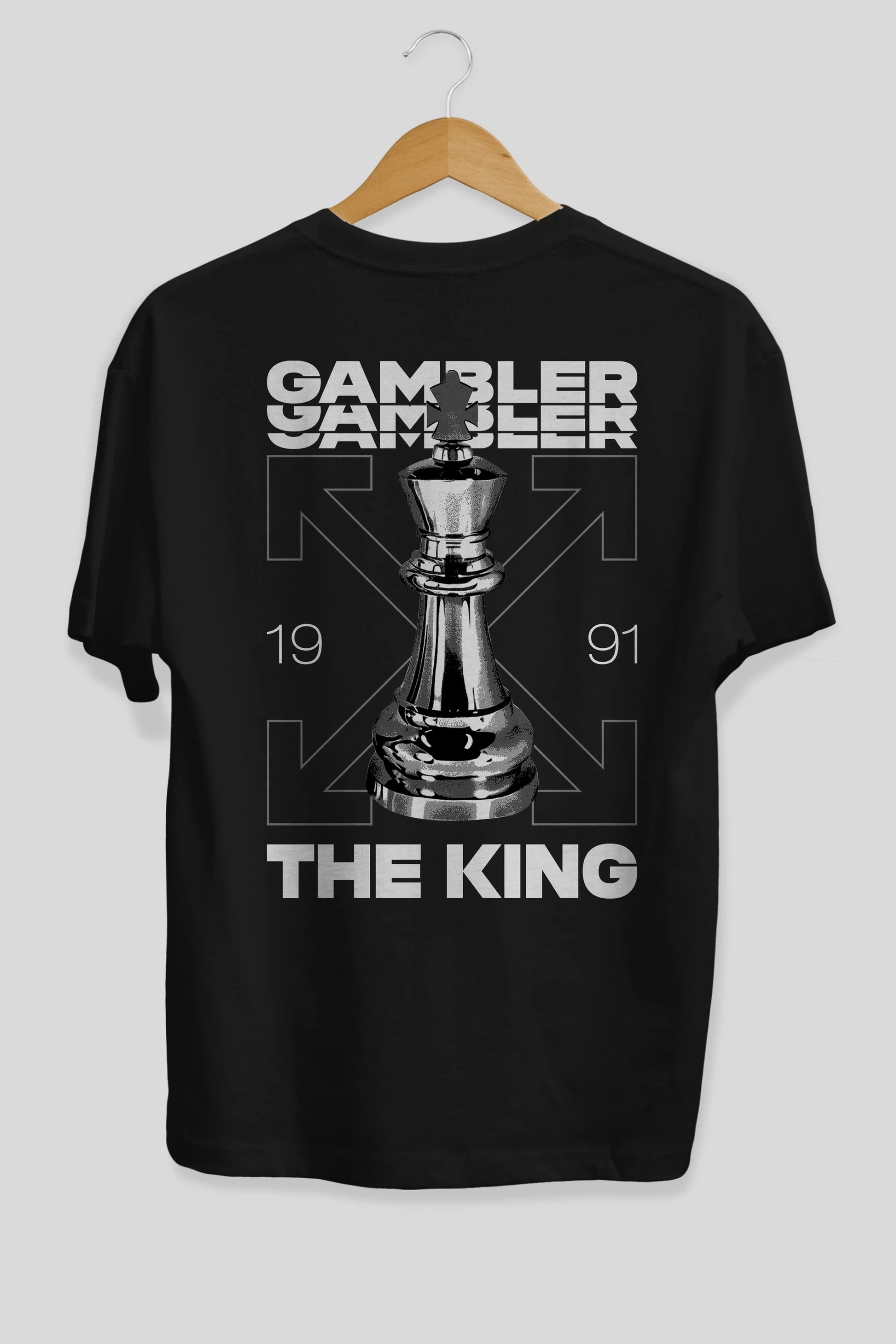 Gambler The King Arka Baskılı Oversize t-shirt Erkek Kadın Unisex