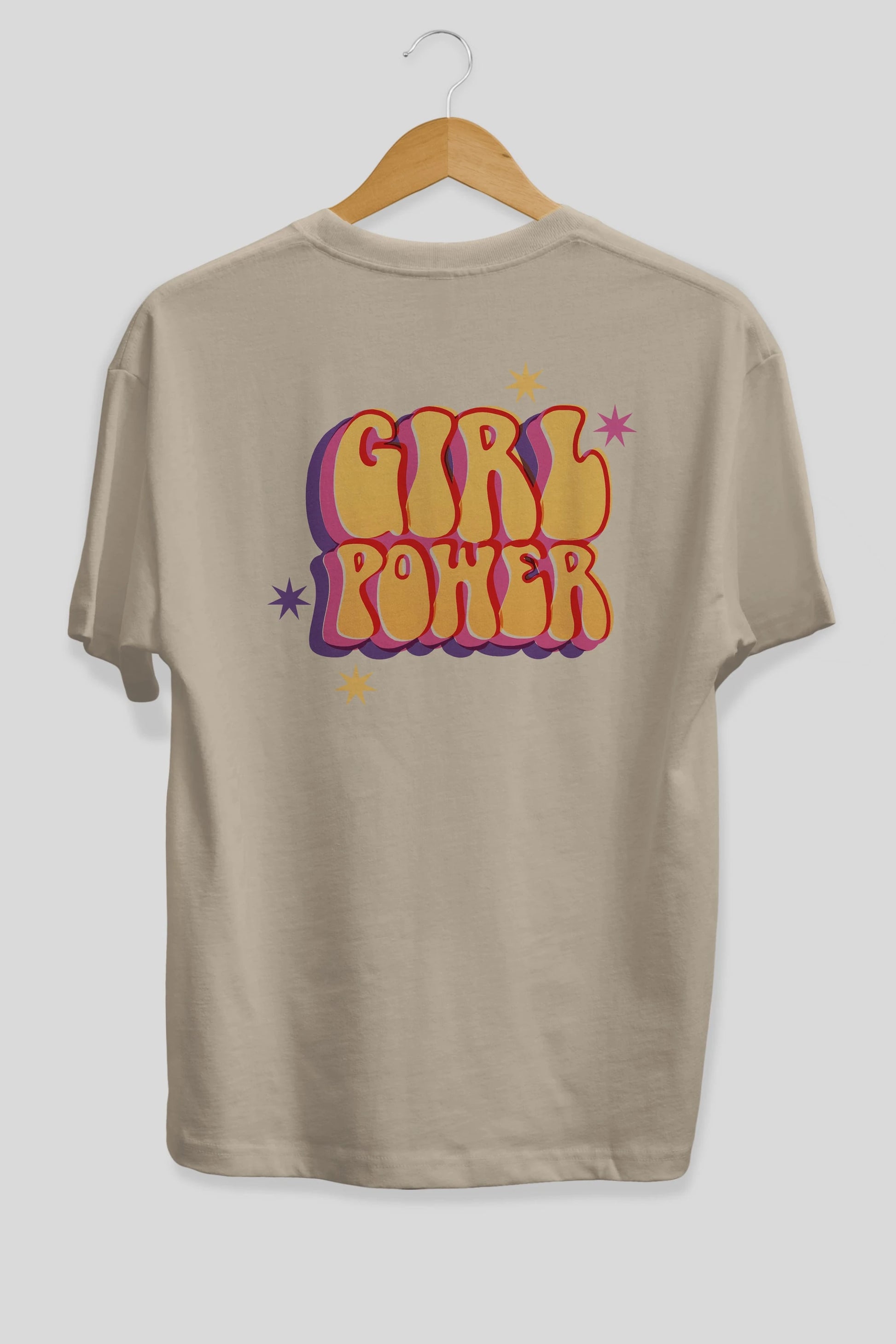 Girl Power Yazılı Arka Baskılı Oversize t-shirt Erkek Kadın Unisex