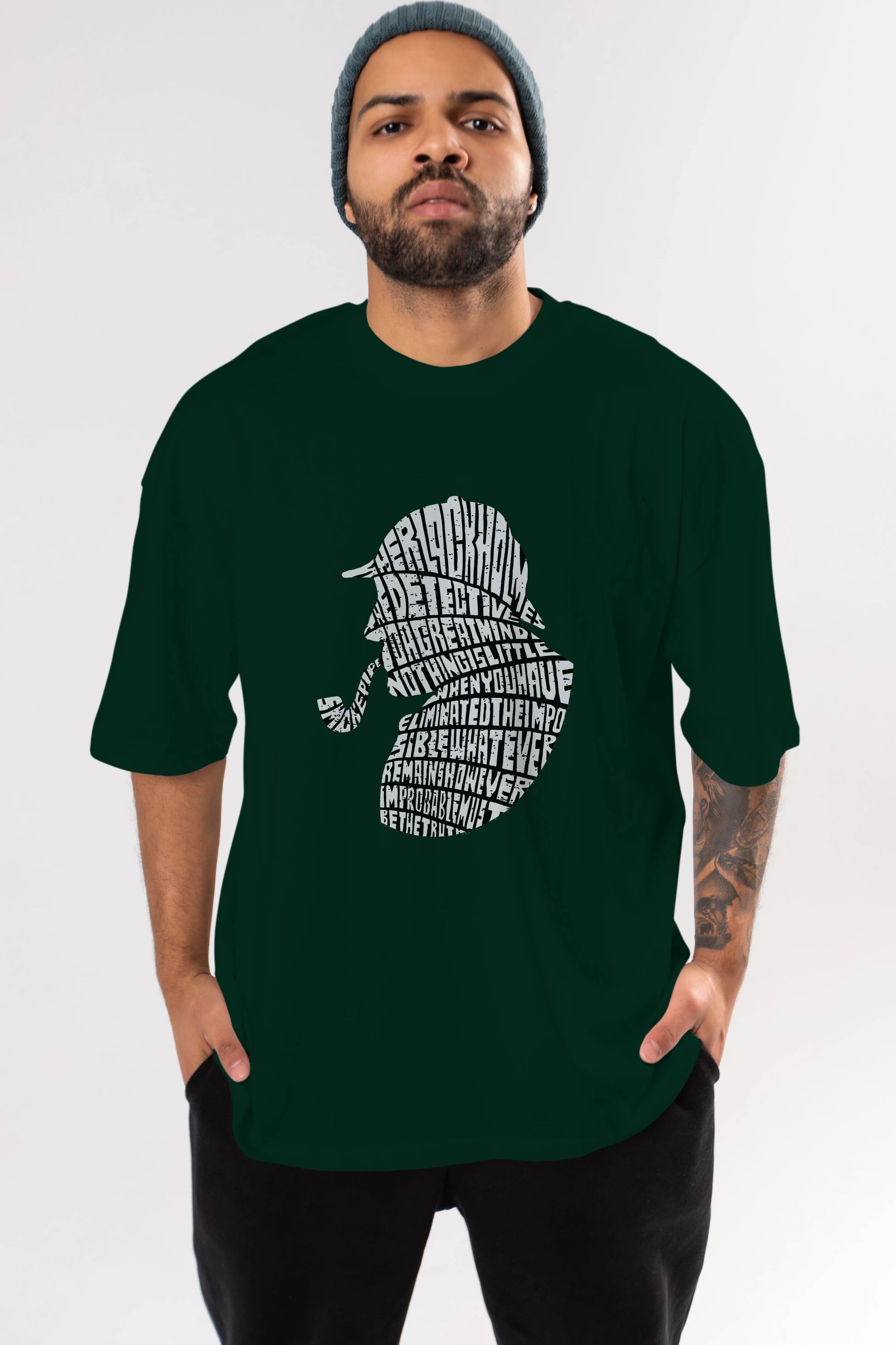 Holmes Ön Baskılı Oversize t-shirt %100 pamuk Erkek Kadın Unisex