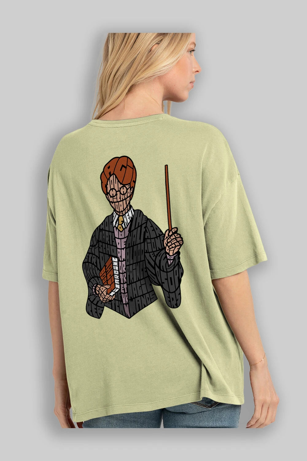 Harry Arka Baskılı Oversize t-shirt %100 pamuk Erkek Kadın Unisex