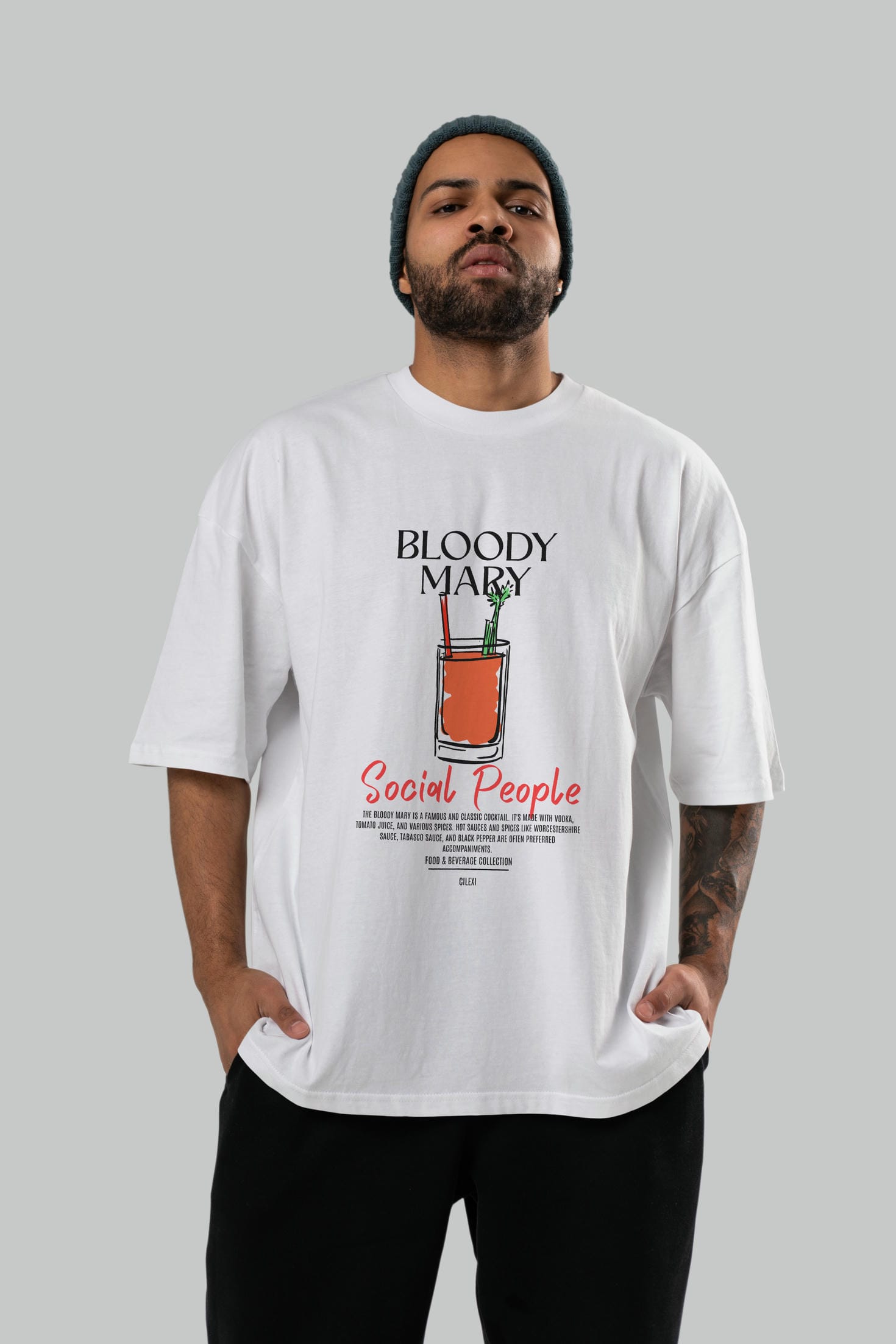 Bloody Mary Kokteyl Serisi ön Baskılı Oversize t-shirt Erkek Kadın %100 Pamuk Bisiklet Yaka tişort