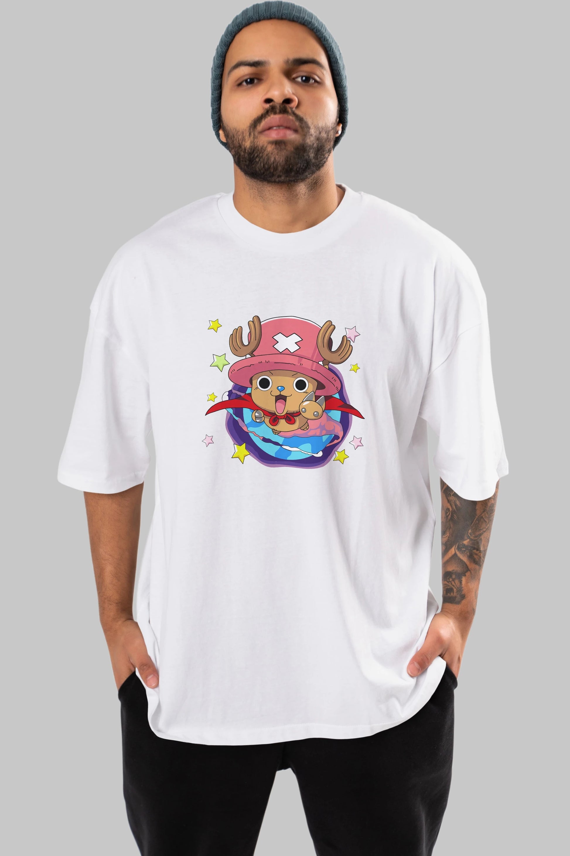 Tony Tony Chopper Anime Ön Baskılı Oversize t-shirt Erkek Kadın Unisex