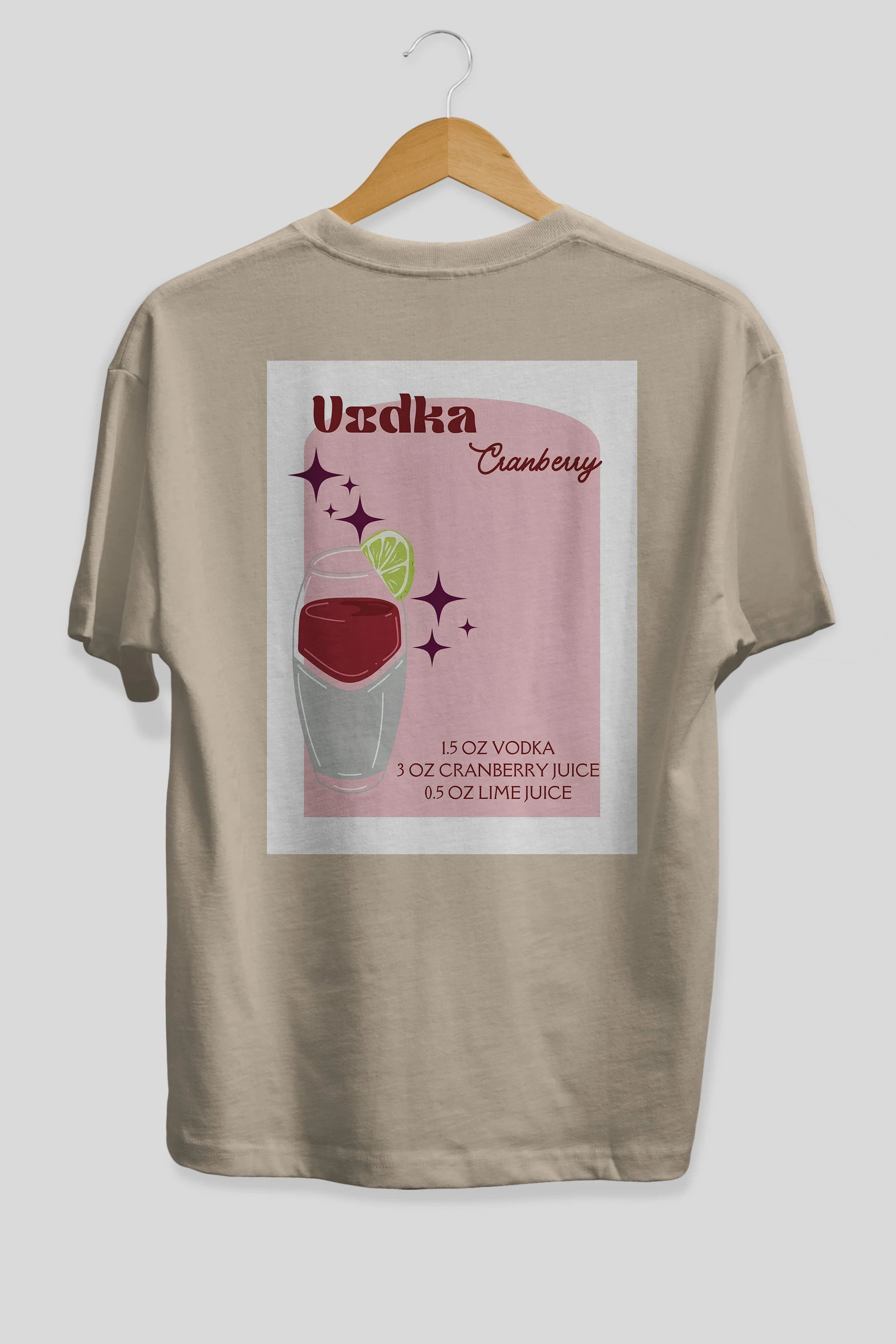 Vodka Cranberry 2 Arka Baskılı Oversize t-shirt Erkek Kadın Unisex %100 Pamuk Bisiklet Yaka tişort