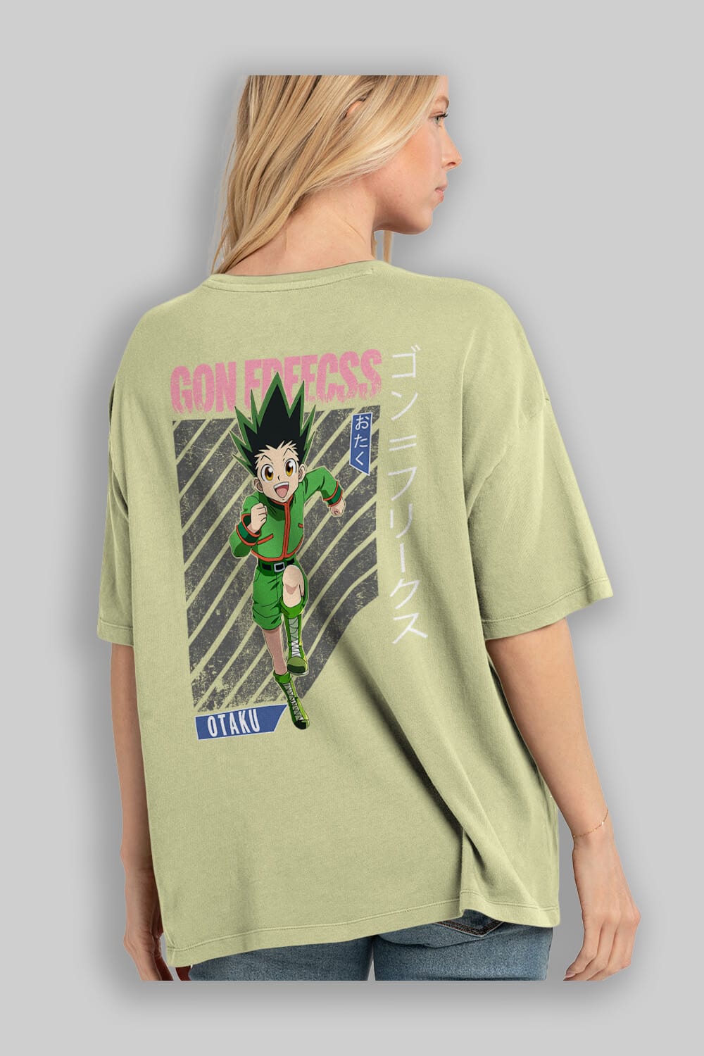 Gon Freecss HUNTER X HUNTER Anime Arka Baskılı Oversize t-shirt Erkek Kadın Unisex