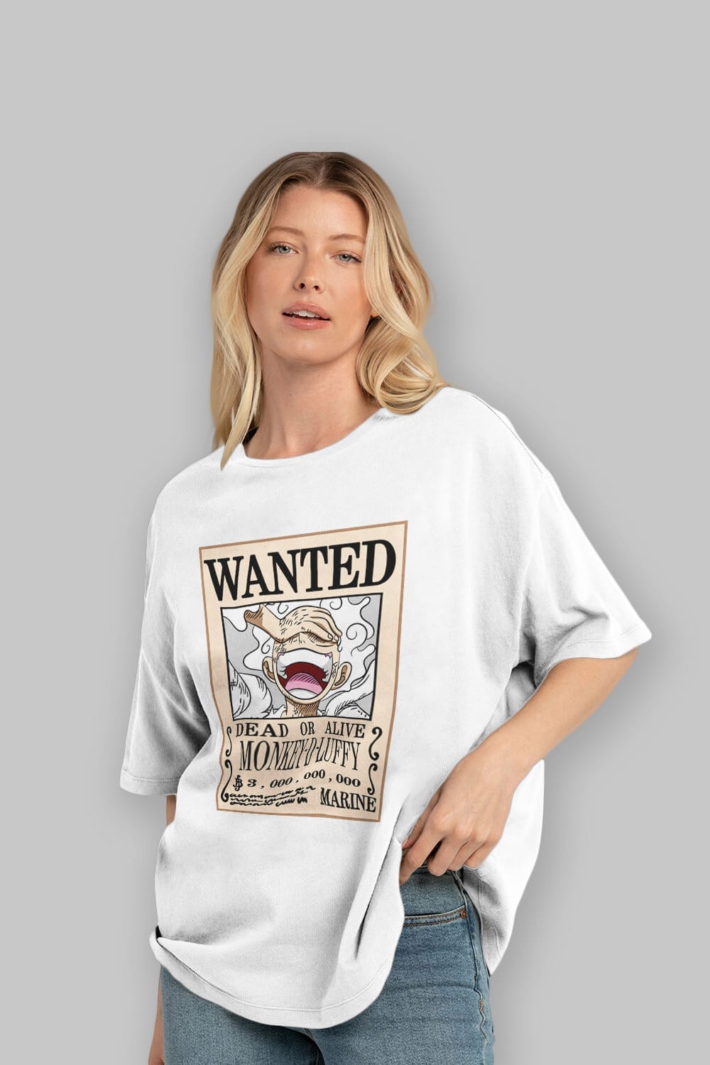 CARTEL LUFFY GEAR 5 Anime Ön Baskılı Oversize t-shirt %100 pamuk Erkek Kadın Unisex