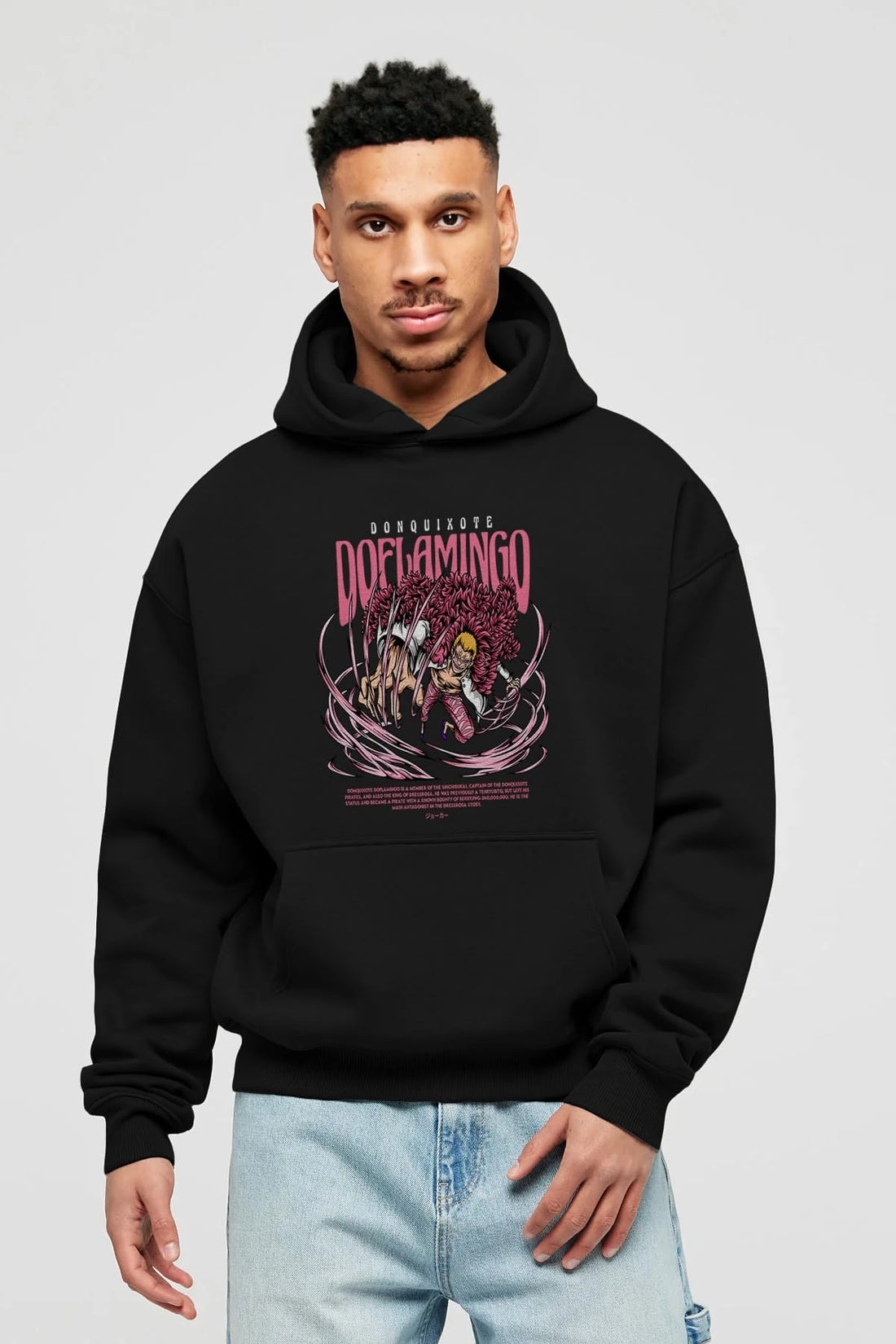 Doflamingo Anime Ön Baskılı Hoodie Oversize Kapüşonlu Sweatshirt Erkek Kadın Unisex