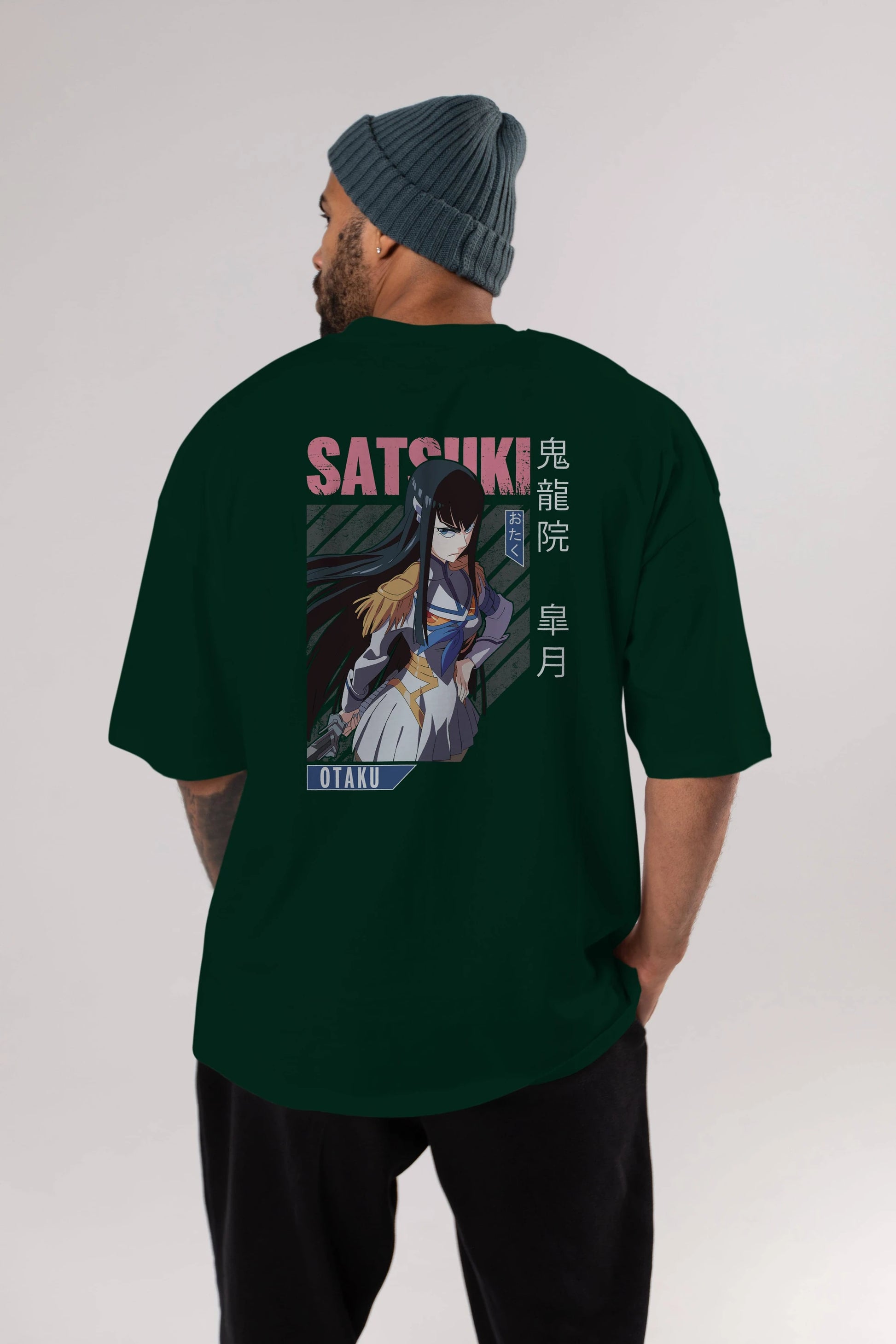 Satsuki Kiryuuin 8 Anime Arka Baskılı Oversize t-shirt Erkek Kadın Unisex