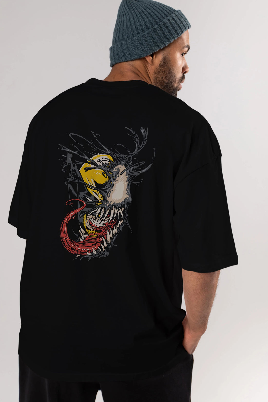 Venom (4) Arka Baskılı Oversize t-shirt Erkek Kadın Unisex %100 Pamuk Bisiklet Yaka tişort