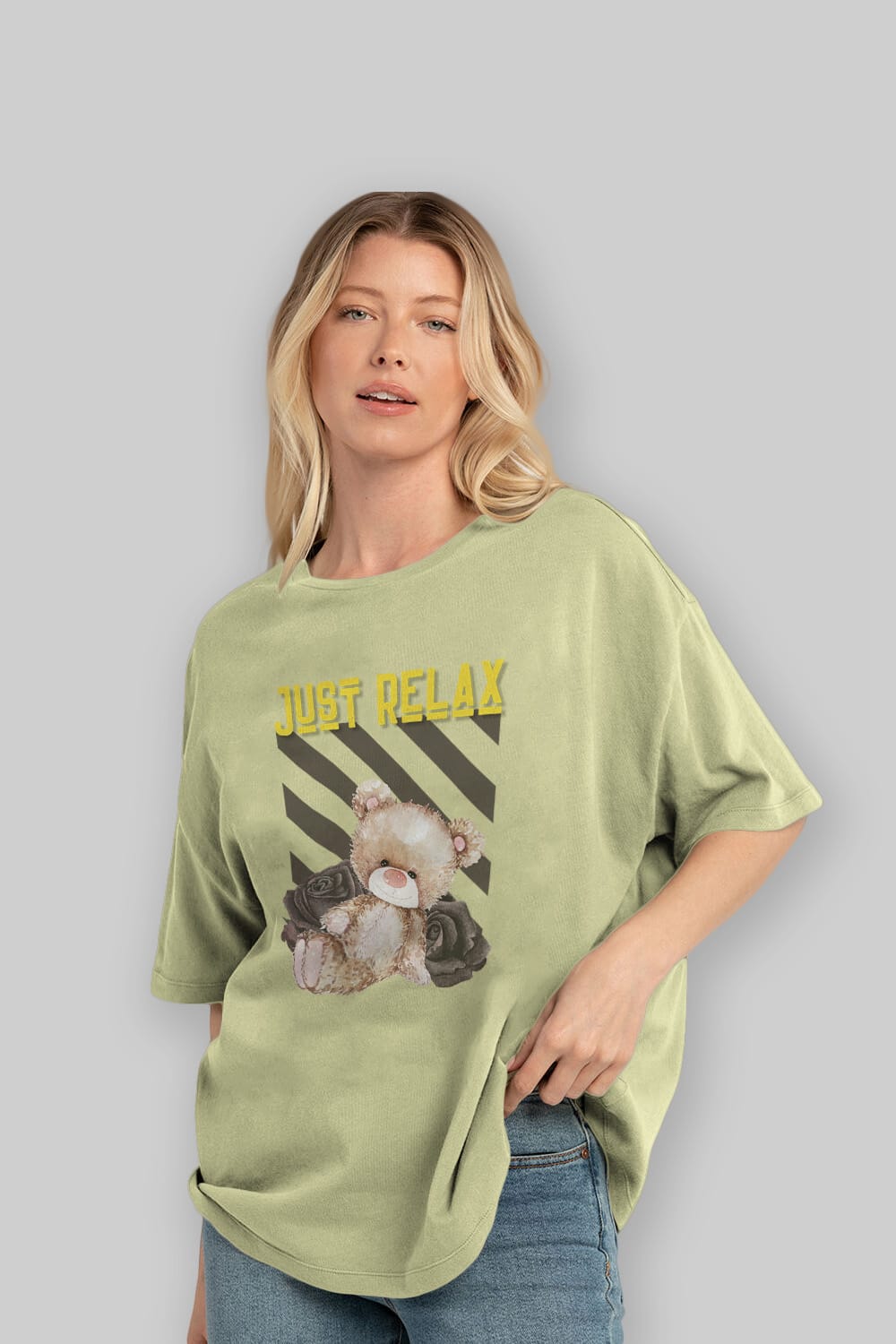 Just Relax Teddy Bear Ön Baskılı Oversize t-shirt Erkek Kadın Unisex