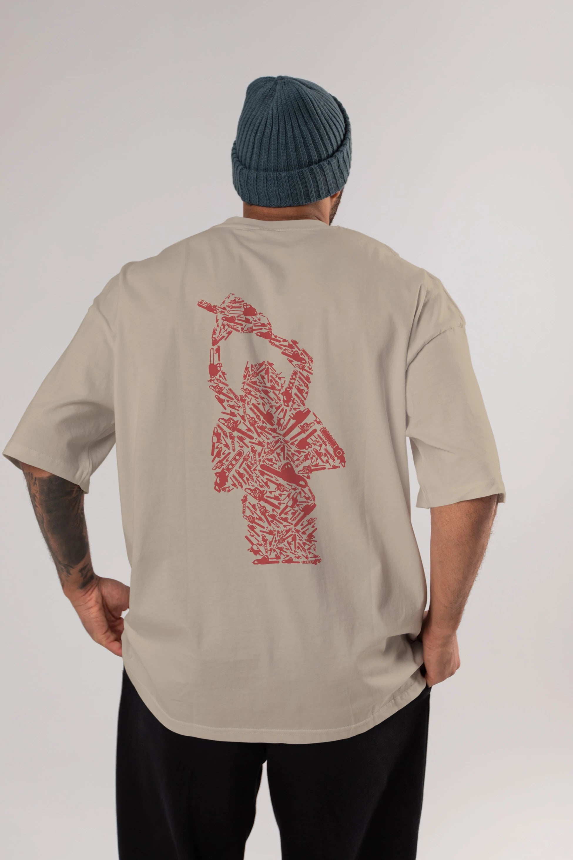 Chainsaw Arka Baskılı Oversize t-shirt %100 pamuk Erkek Kadın Unisex