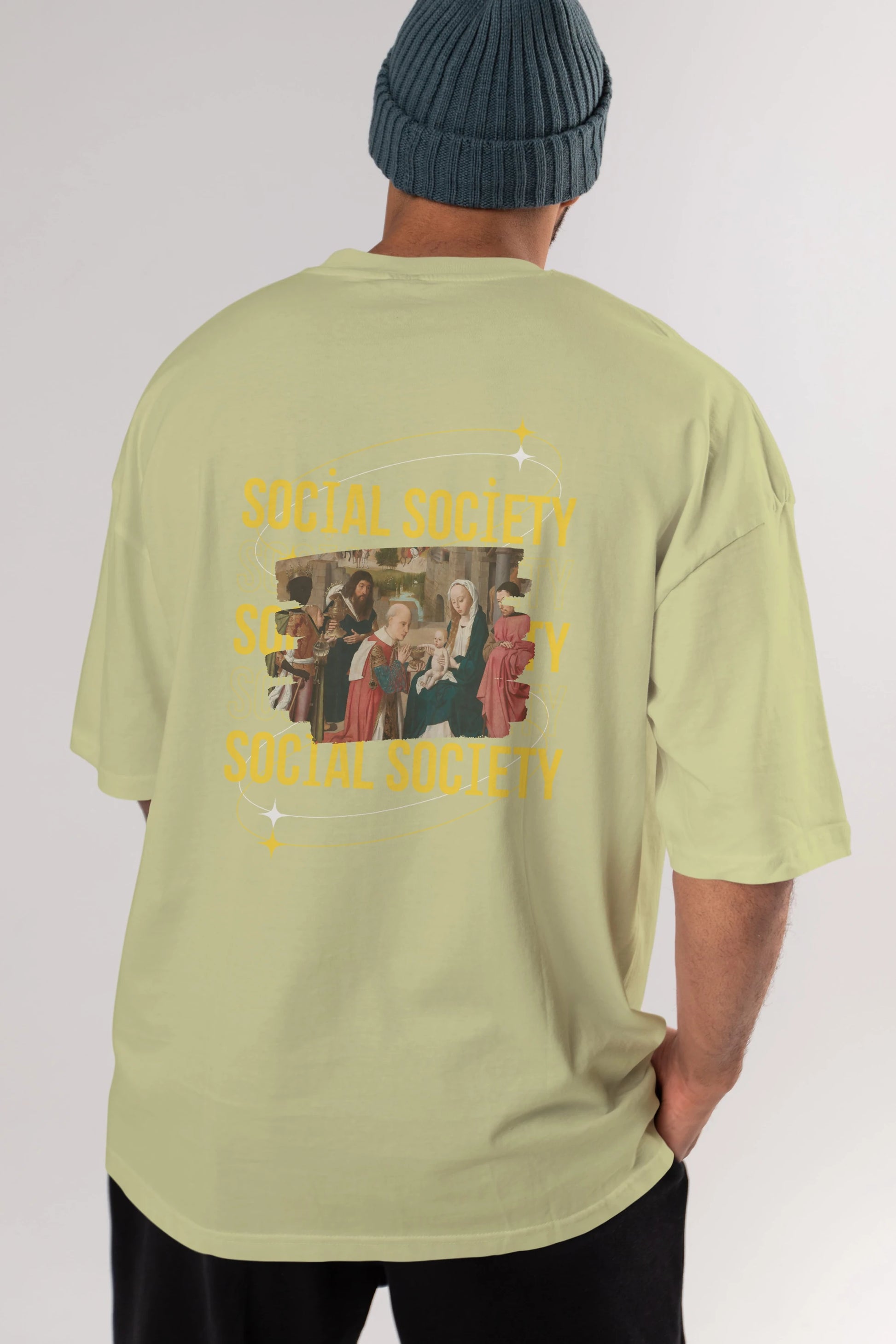 Social Society Yazılı Arka Baskılı Oversize t-shirt Erkek Kadın Unisex