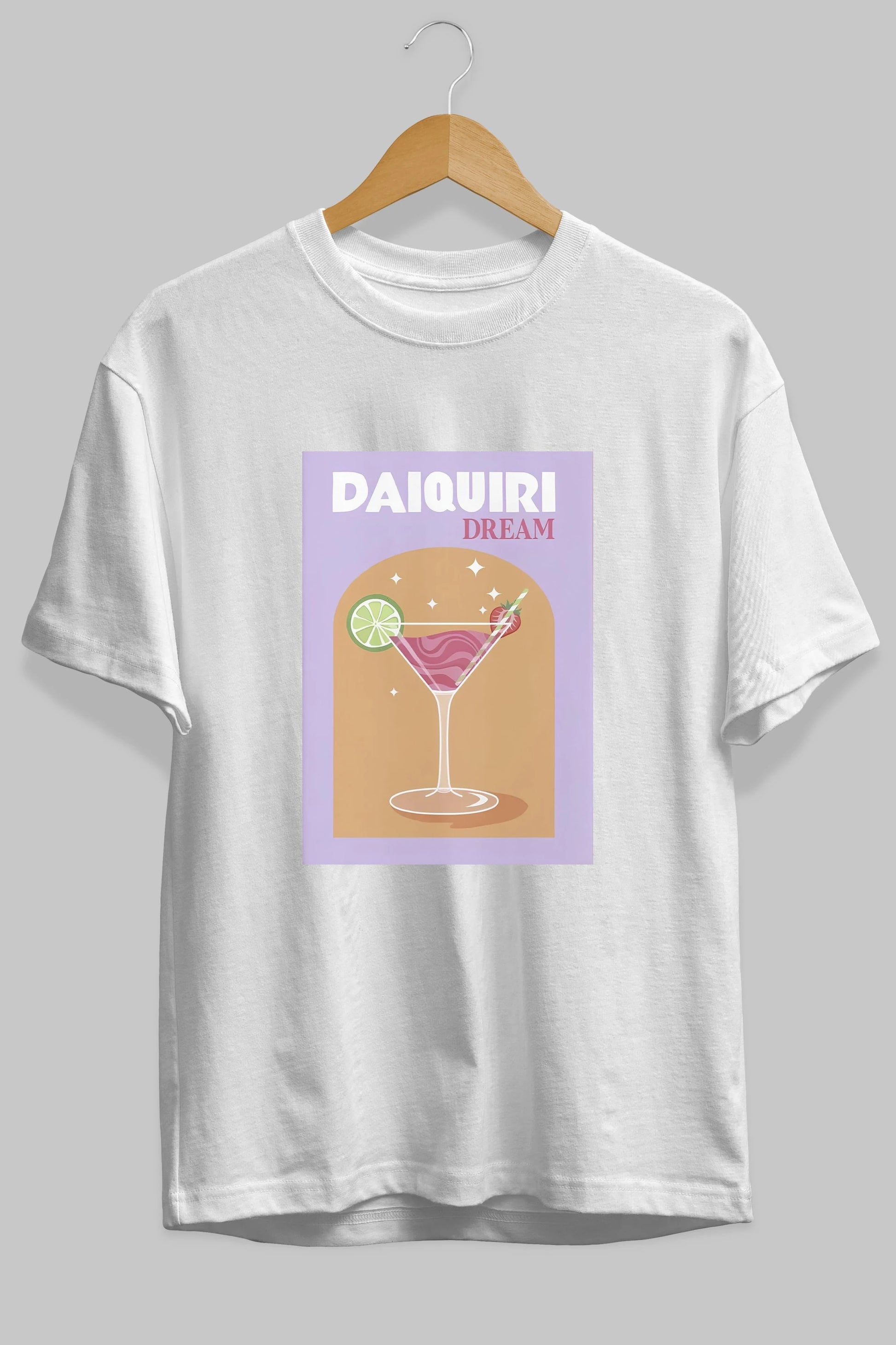 Daiquiri Dream Ön Baskılı Oversize t-shirt Erkek Kadın Unisex %100 Pamuk Bisiklet Yaka tişort