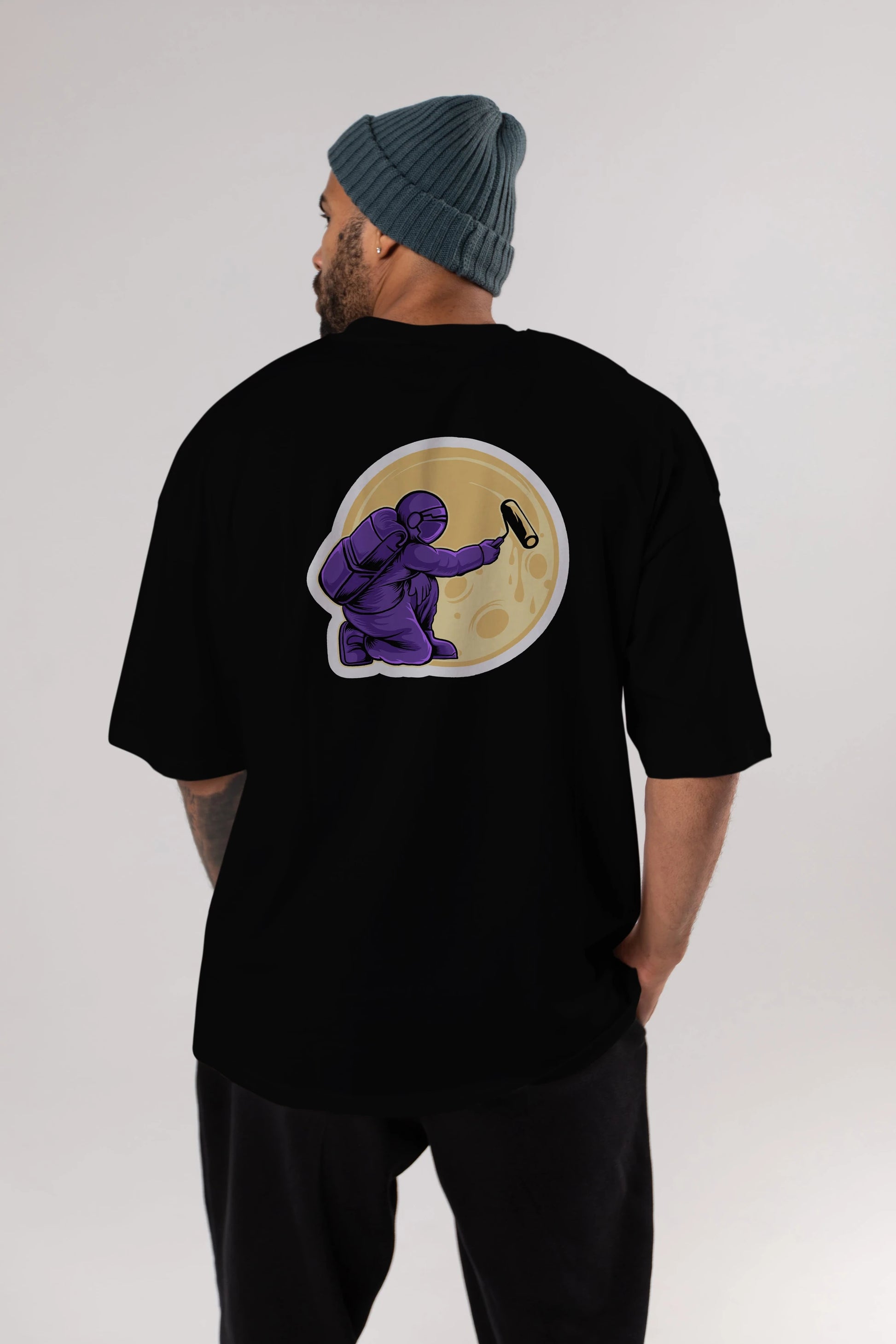 Astropaint Sticker Arka Baskılı Oversize t-shirt Erkek Kadın Unisex