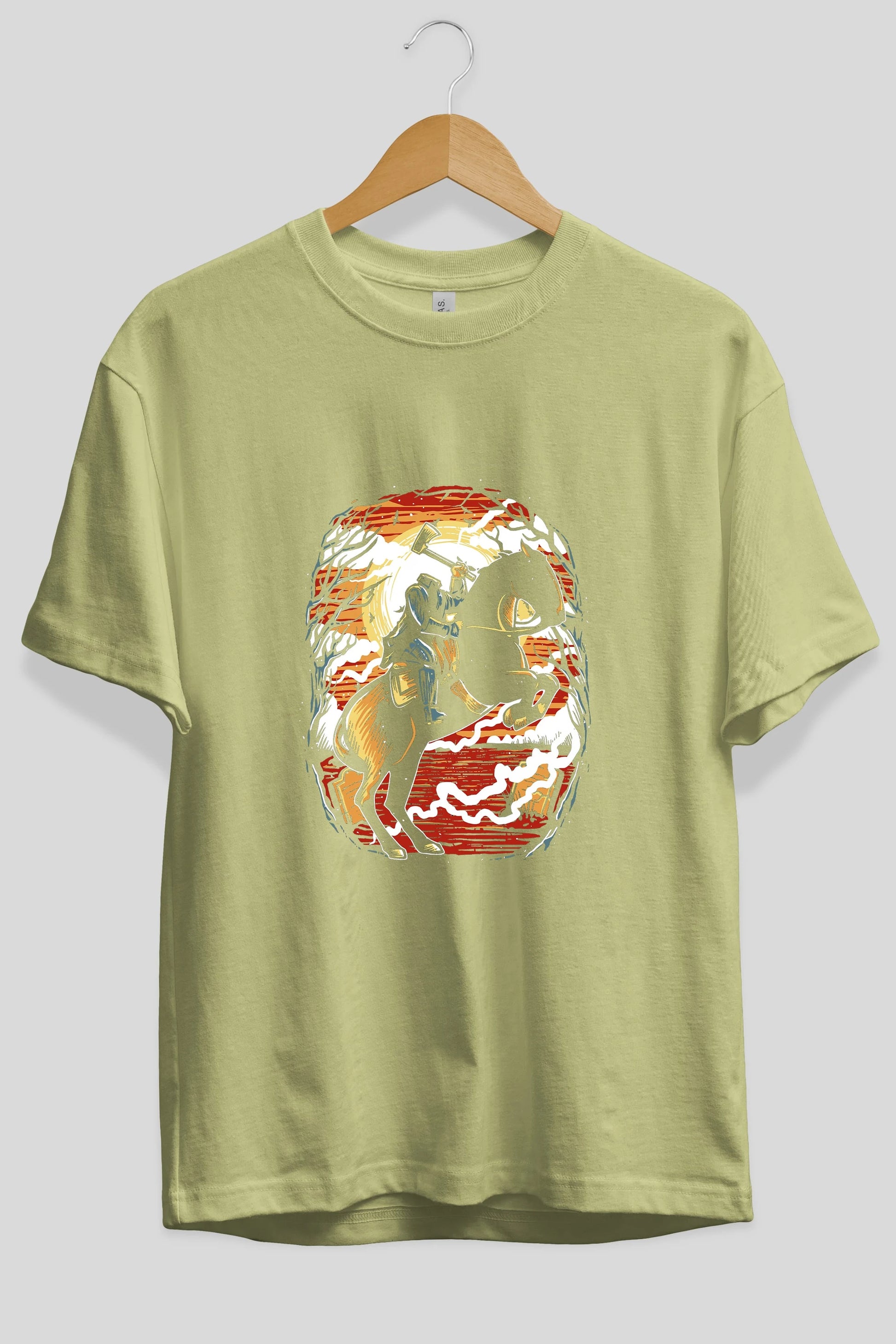 Headless Horseman Ön Baskılı Oversize t-shirt Erkek Kadın Unisex %100 Pamuk tişort