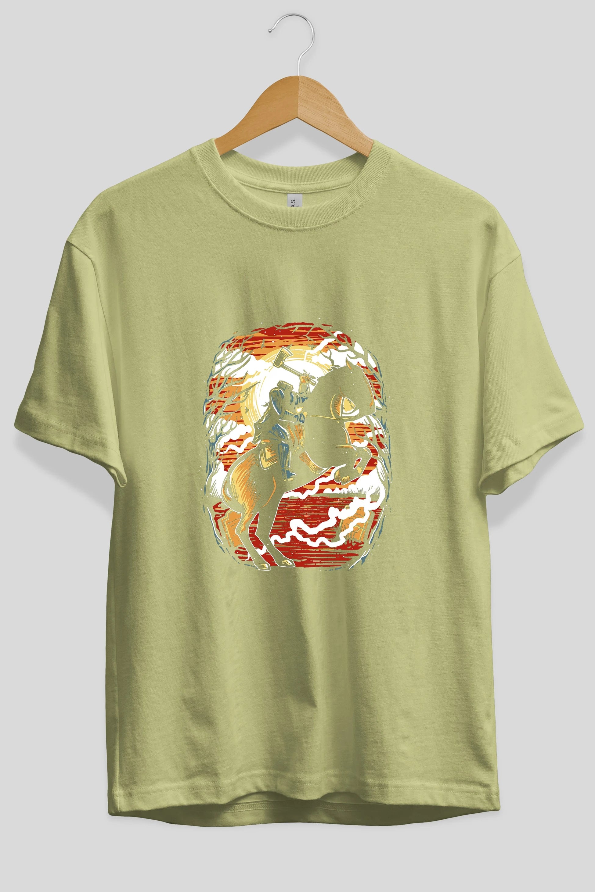 Headless Horseman Ön Baskılı Oversize t-shirt Erkek Kadın Unisex %100 Pamuk tişort