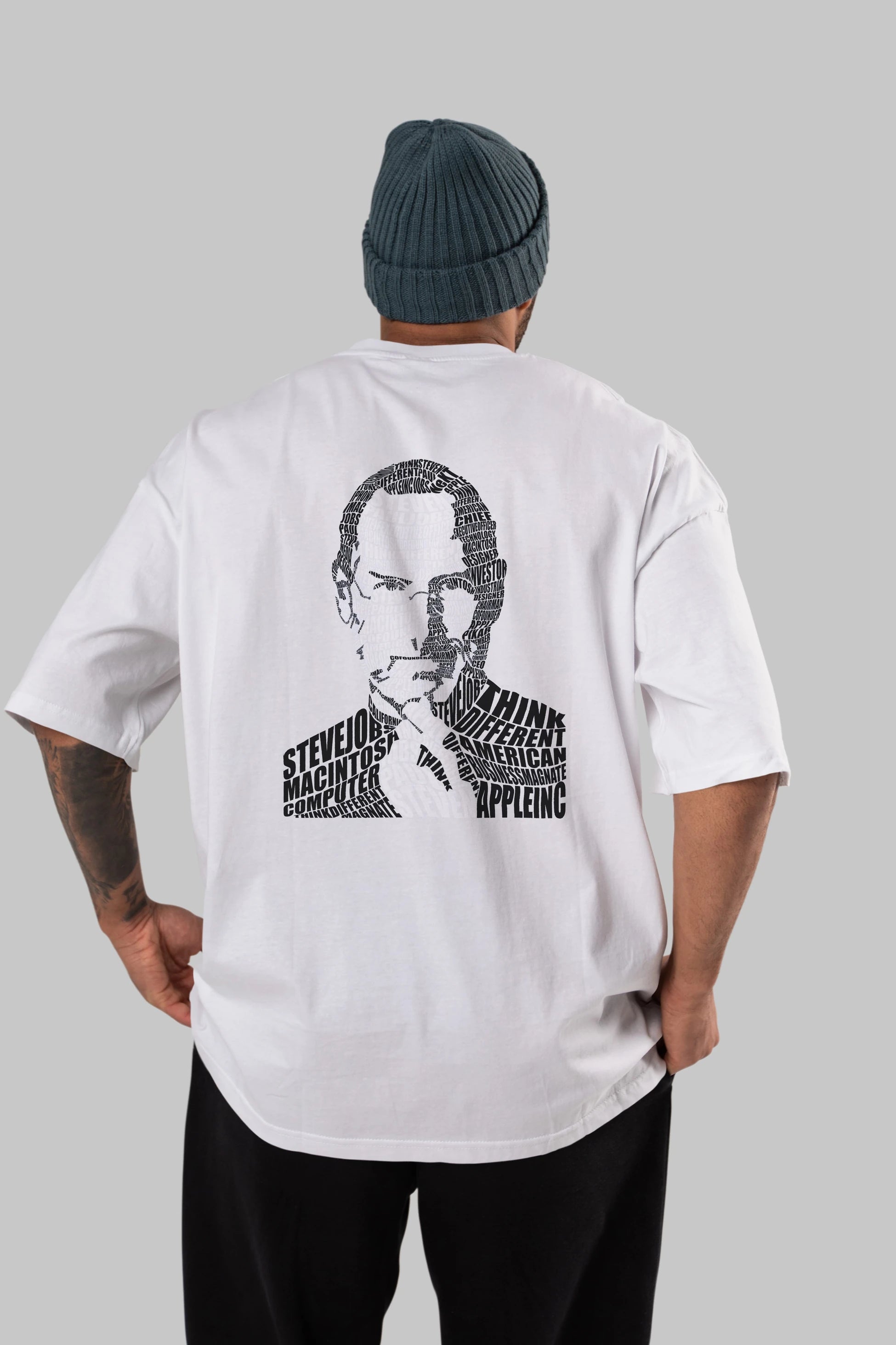 Steve Jobs Calligram Arka Baskılı Oversize t-shirt %100 pamuk Erkek Kadın Unisex