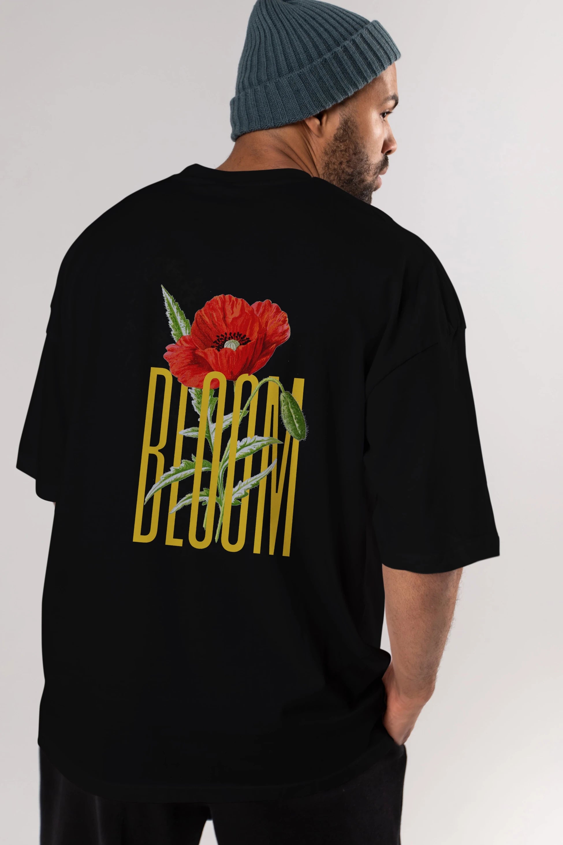 Bloom Flower Arka Baskılı Oversize t-shirt Erkek Kadın Unisex