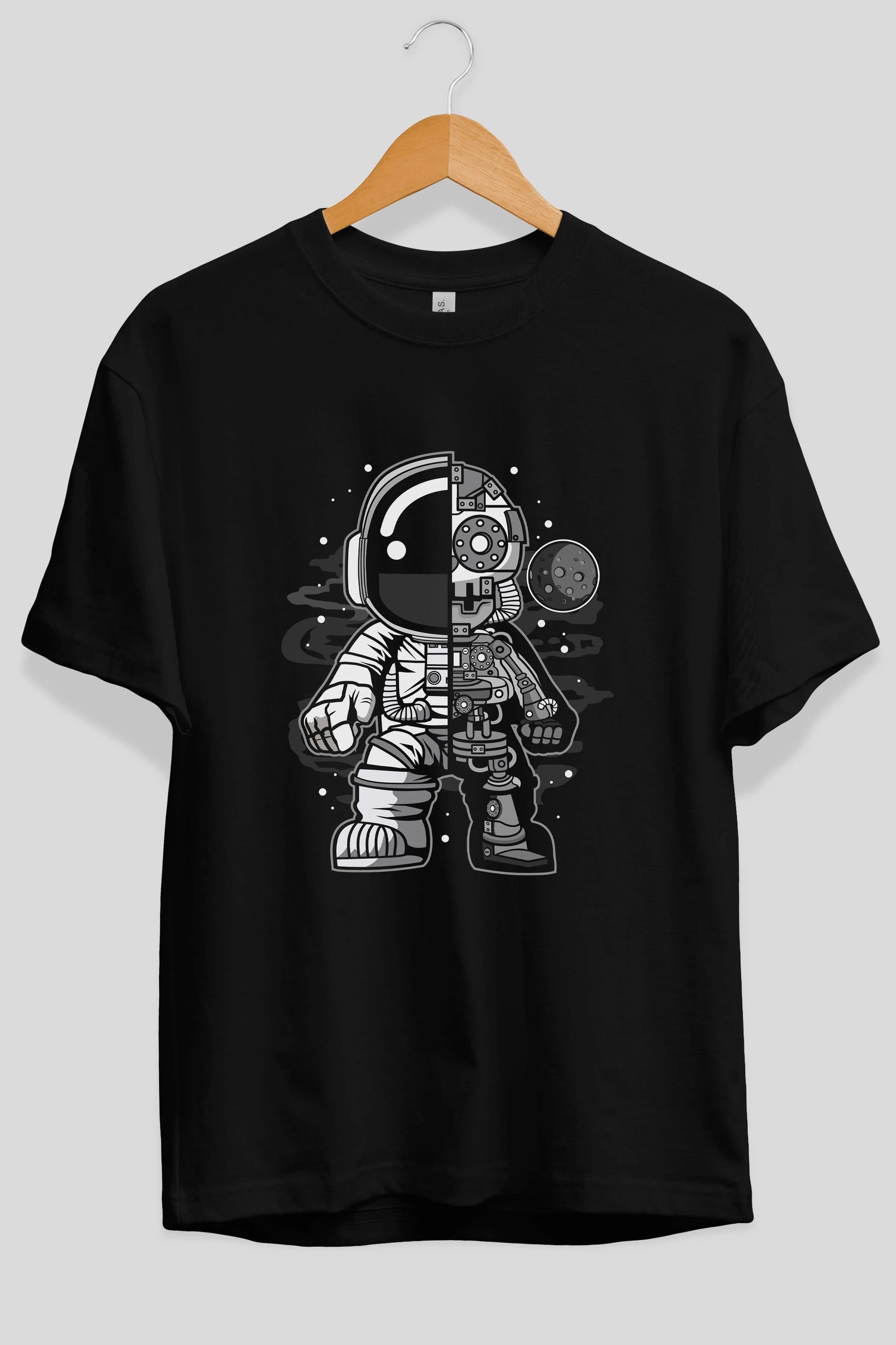 Astronaut Half Robot Ön Baskılı Oversize t-shirt Erkek Kadın Unisex