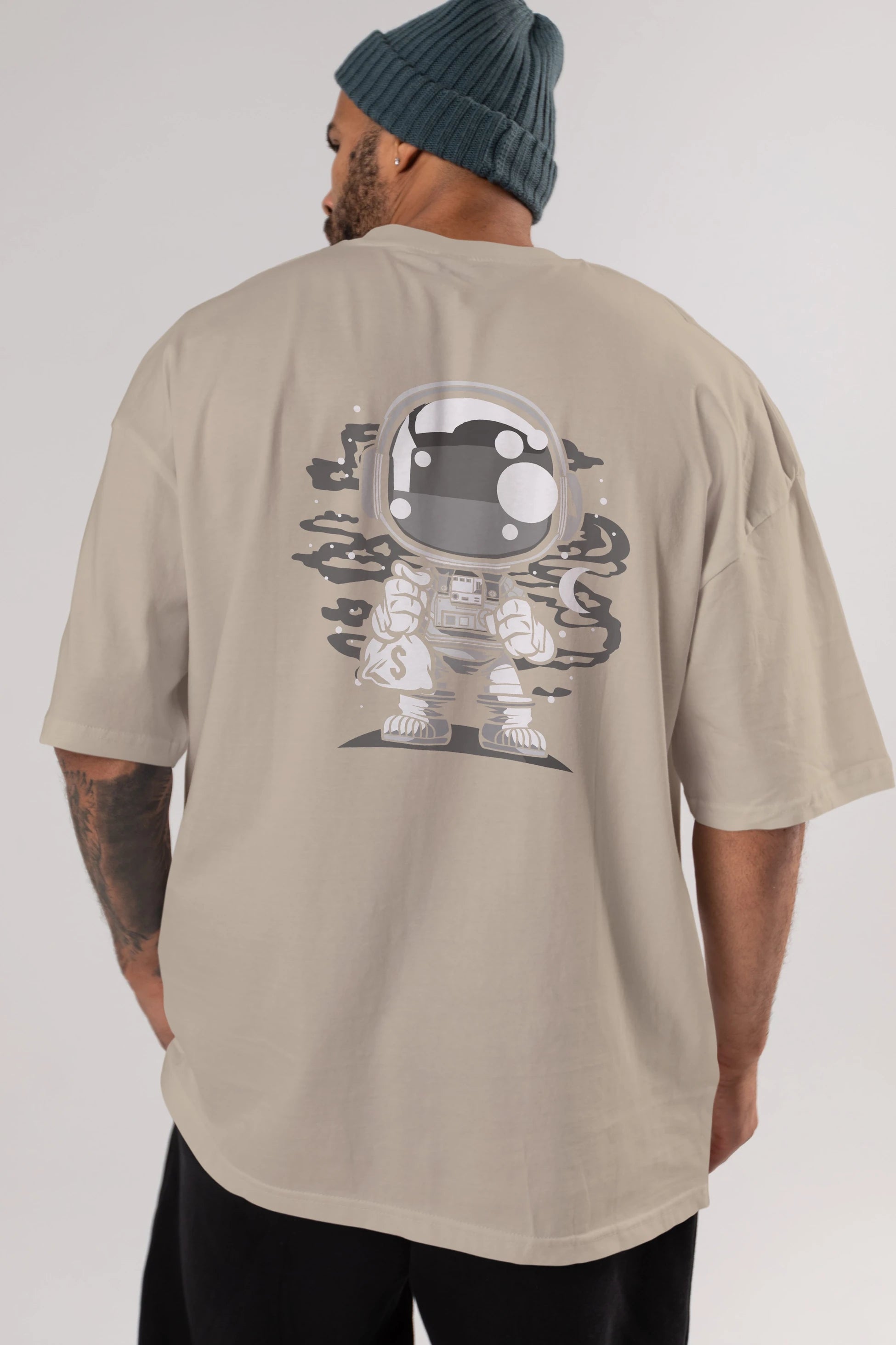 Astronaut Chibi Arka Baskılı Oversize t-shirt Erkek Kadın Unisex