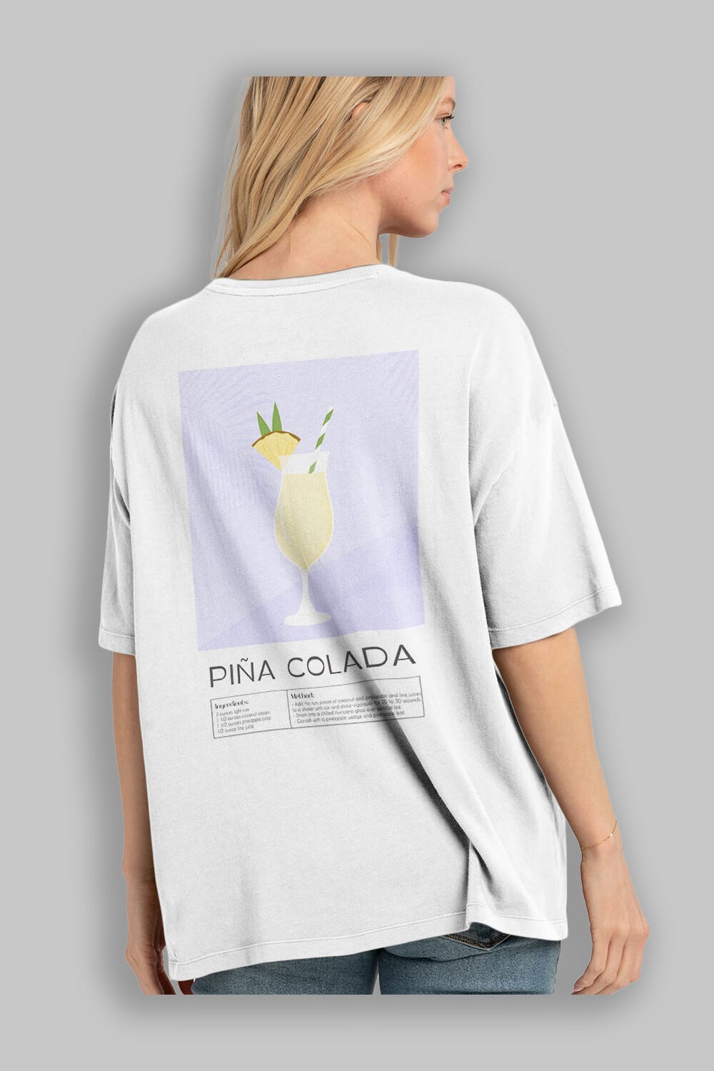 PIna Colada 6 Arka Baskılı Oversize t-shirt Erkek Kadın Unisex %100 Pamuk Bisiklet Yaka tişort