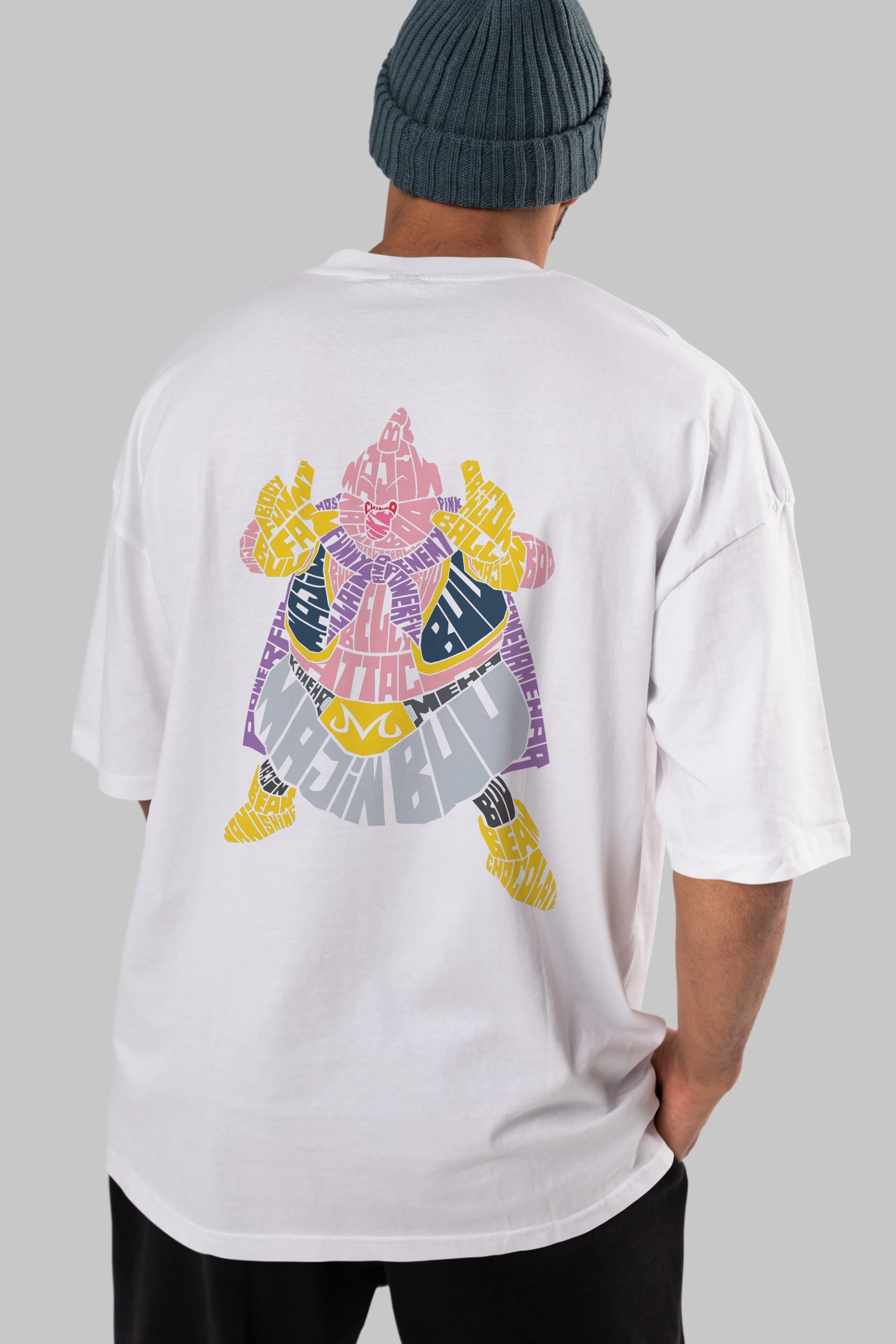 Majin Buu Arka Baskılı Oversize t-shirt %100 pamuk Erkek Kadın Unisex