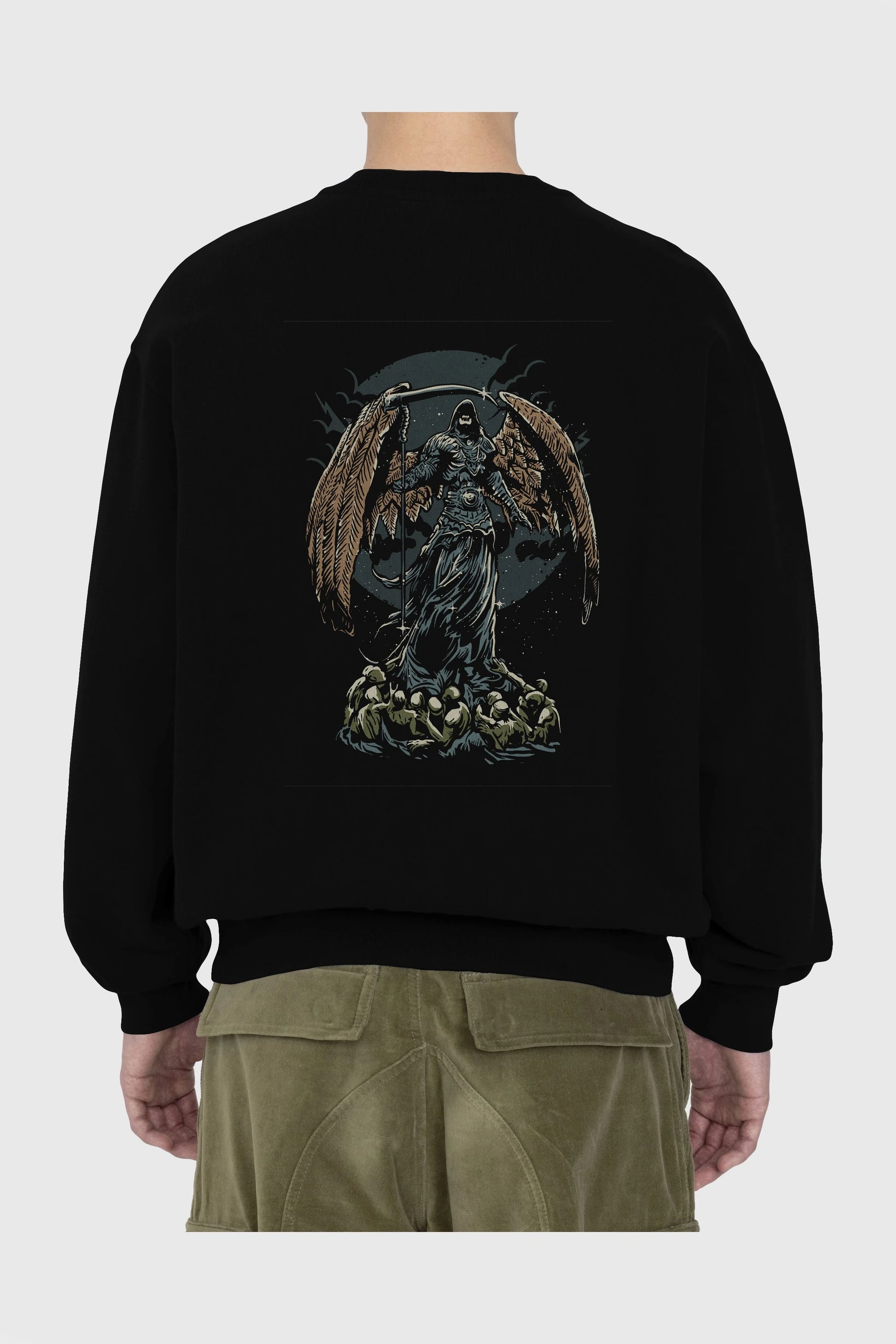 Darkness Arka Baskılı Oversize Sweatshirt Erkek Kadın Unisex