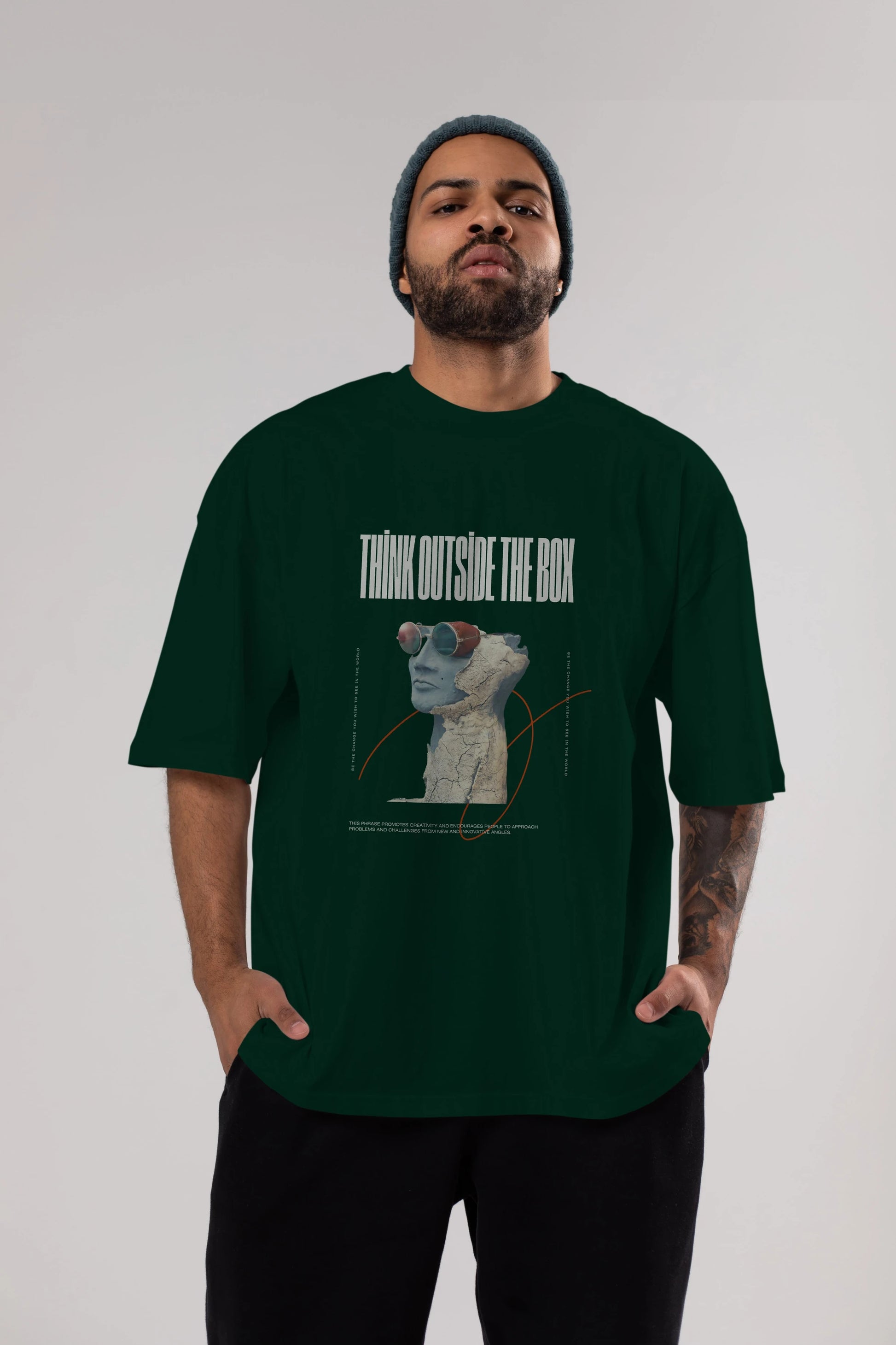 Think Outside The Box Ön Baskılı Oversize t-shirt Erkek Kadın Unisex