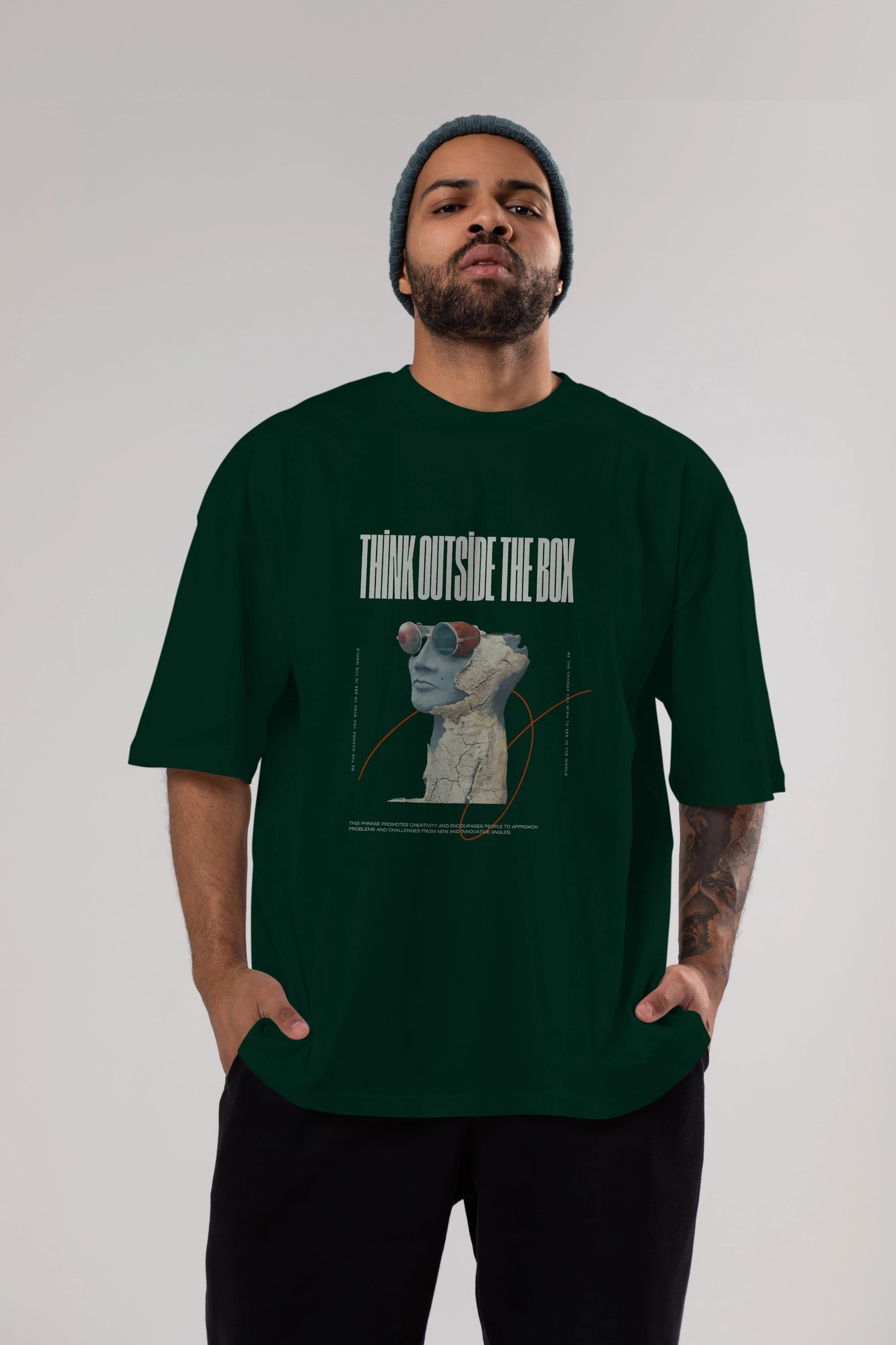Think Outside The Box Ön Baskılı Oversize t-shirt Erkek Kadın Unisex
