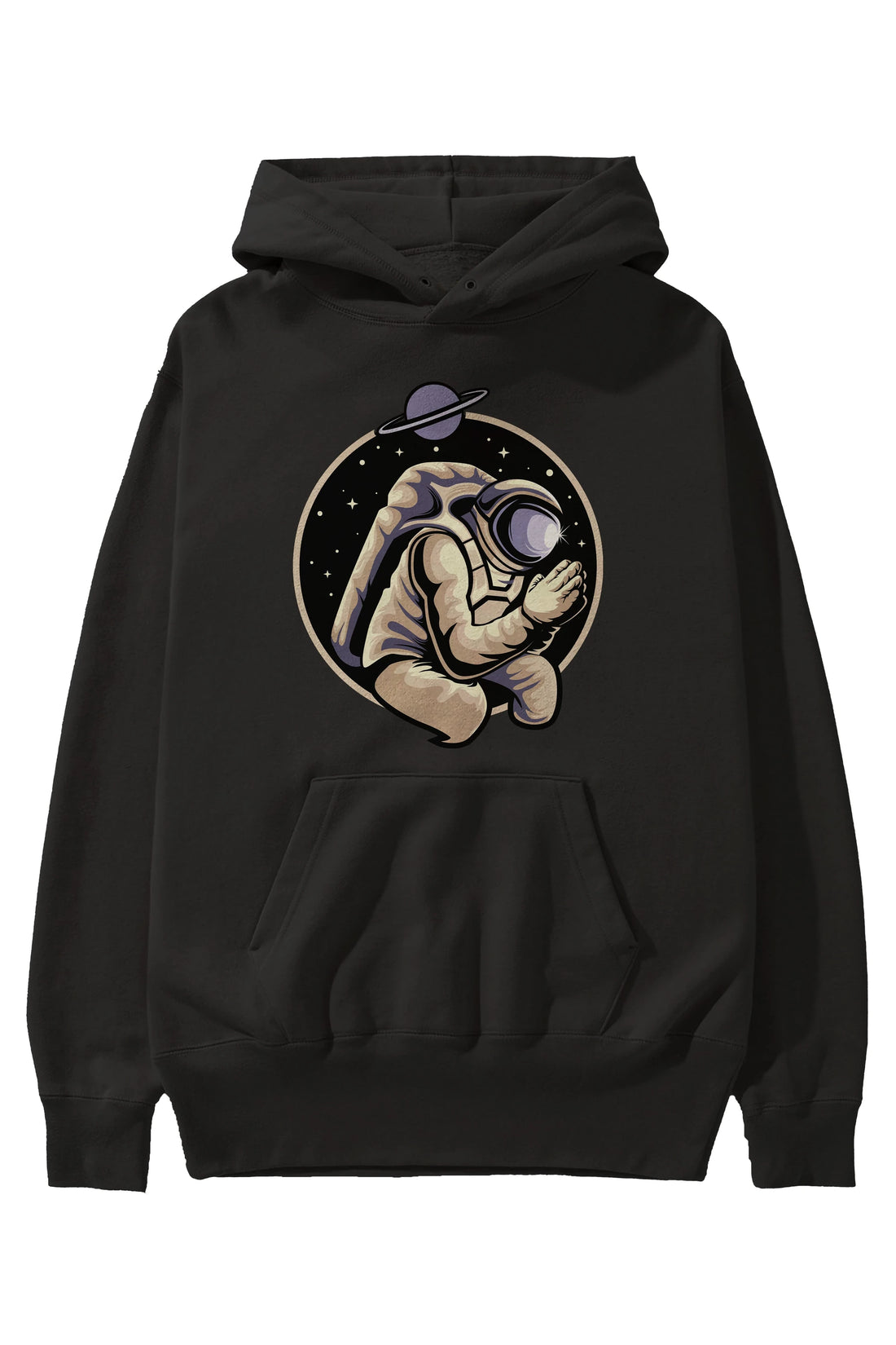 Astronaut Praying Ön Baskılı Hoodie Oversize Kapüşonlu Sweatshirt Erkek Kadın Unisex